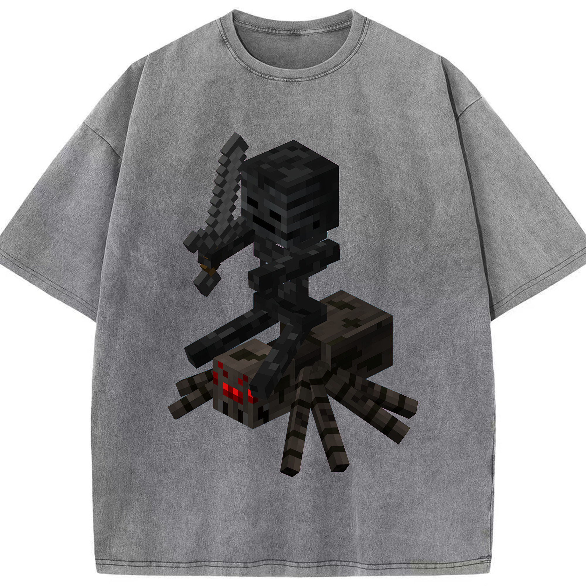 （画像用） マインクラフト ブロックの世界 Minecraft MC Block world 綿100% ヴィンテージ風 半袖Tシャツ（フロントプリント）