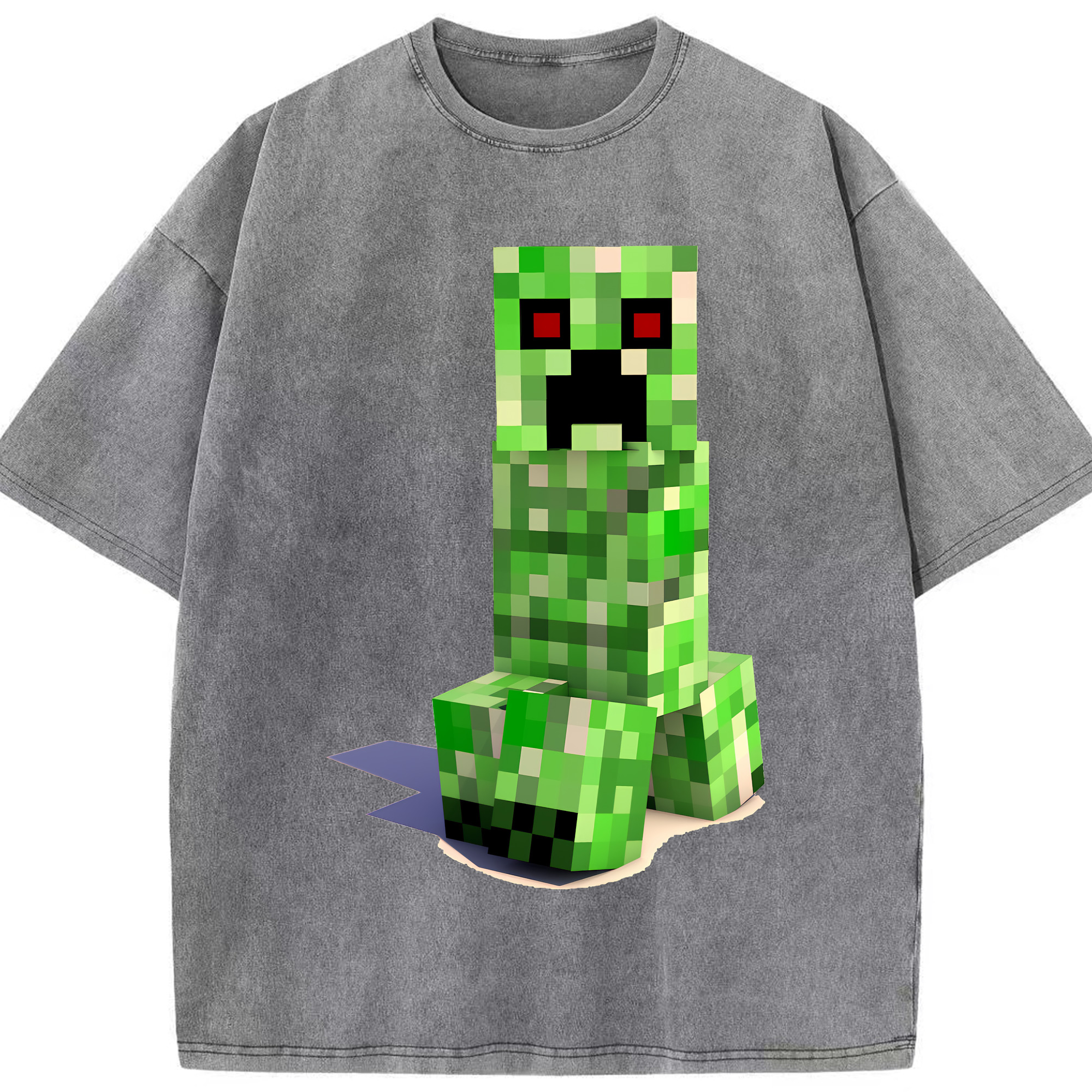 （画像用） マインクラフト ブロックの世界 Minecraft MC Block world 綿100% ヴィンテージ風 半袖Tシャツ（フロントプリント）
