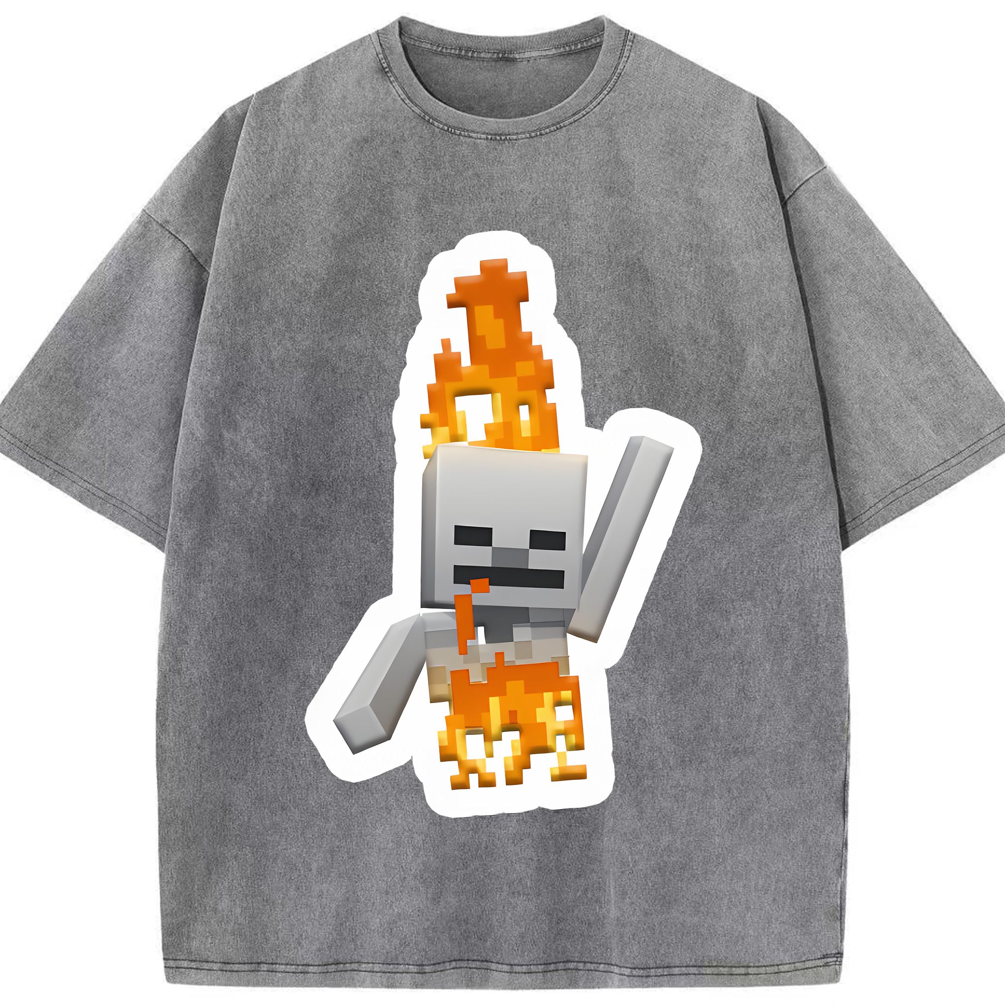 （画像用） マインクラフト ブロックの世界 Minecraft MC Block world 綿100% ヴィンテージ風 半袖Tシャツ（フロントプリント）