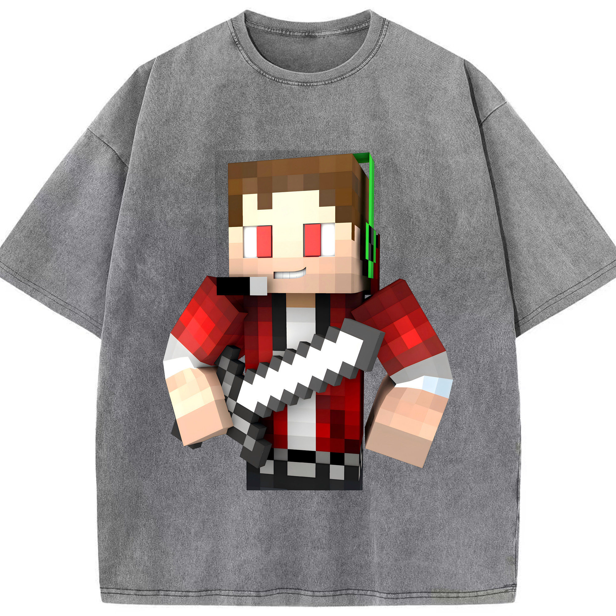 （画像用） マインクラフト ブロックの世界 Minecraft MC Block world 綿100% ヴィンテージ風 半袖Tシャツ（フロントプリント）