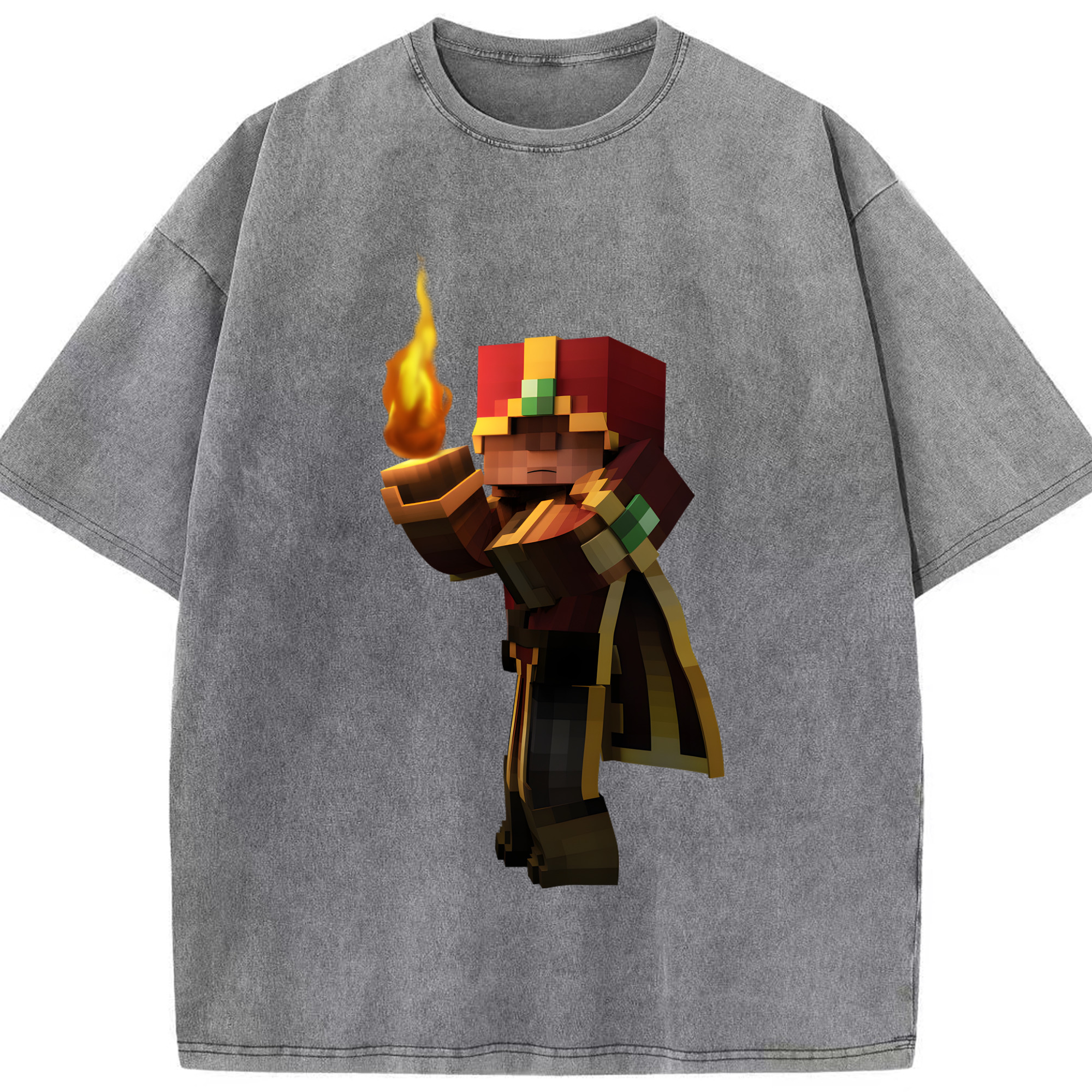 （画像用） マインクラフト ブロックの世界 Minecraft MC Block world 綿100% ヴィンテージ風 半袖Tシャツ（フロントプリント）