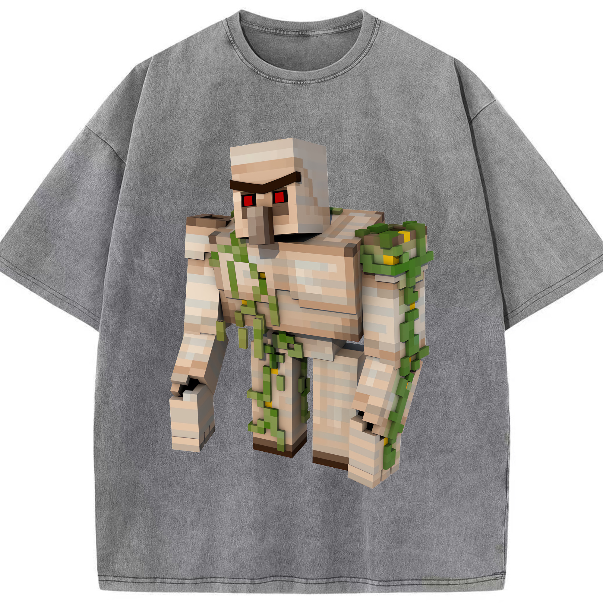 （画像用） マインクラフト ブロックの世界 Minecraft MC Block world 綿100% ヴィンテージ風 半袖Tシャツ（フロントプリント）