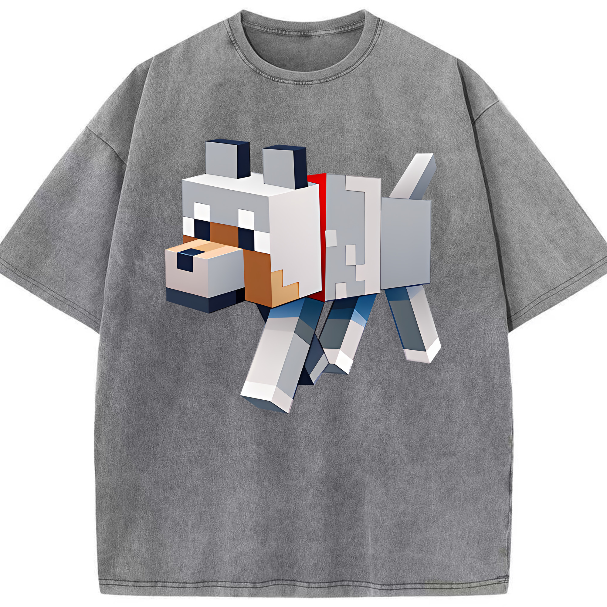 （画像用） マインクラフト ブロックの世界 Minecraft MC Block world 綿100% ヴィンテージ風 半袖Tシャツ（フロントプリント）