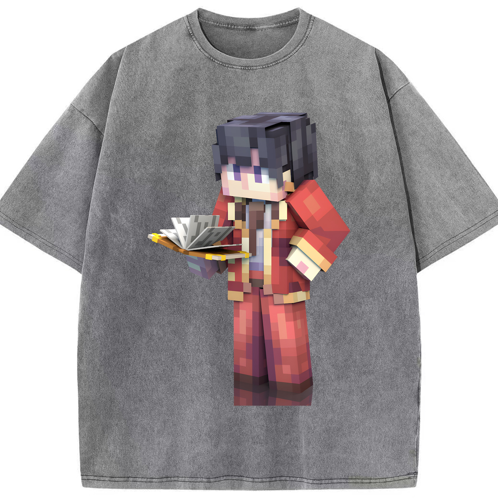 （画像用） マインクラフト ブロックの世界 Minecraft MC Block world 綿100% ヴィンテージ風 半袖Tシャツ（フロントプリント）