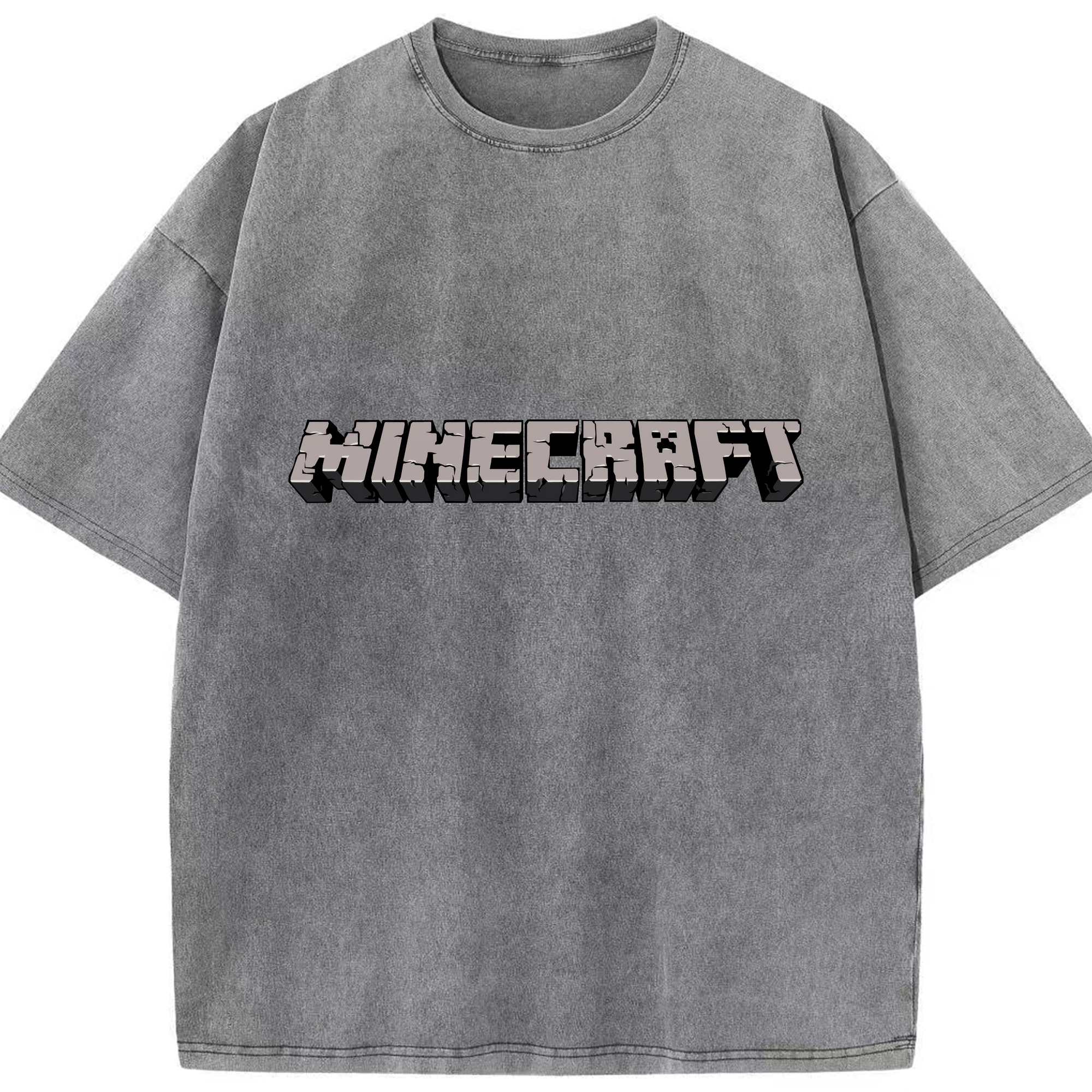 （画像用） マインクラフト ブロックの世界 Minecraft MC Block world 綿100% ヴィンテージ風 半袖Tシャツ（フロントプリント）