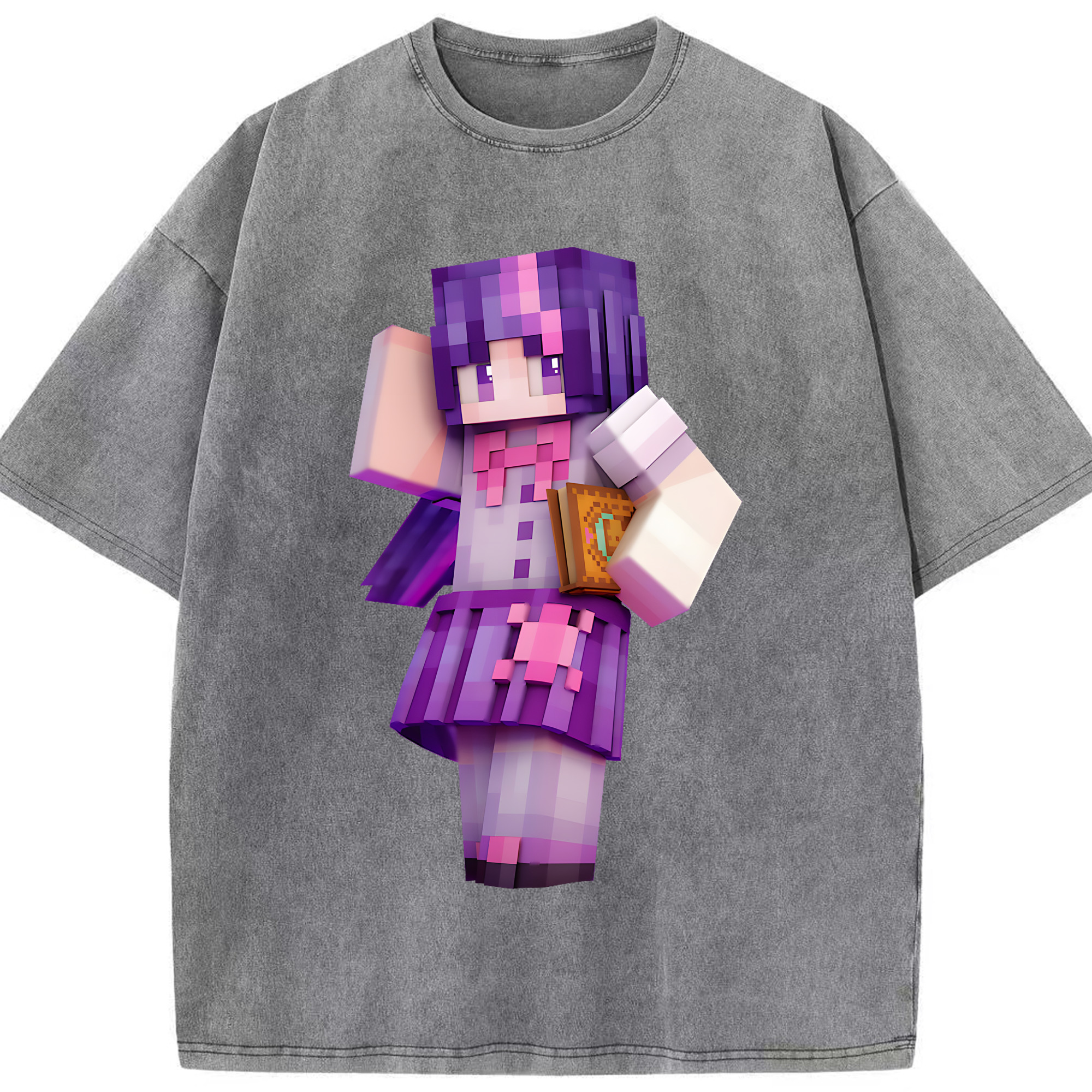 （画像用） マインクラフト ブロックの世界 Minecraft MC Block world 綿100% ヴィンテージ風 半袖Tシャツ（フロントプリント）