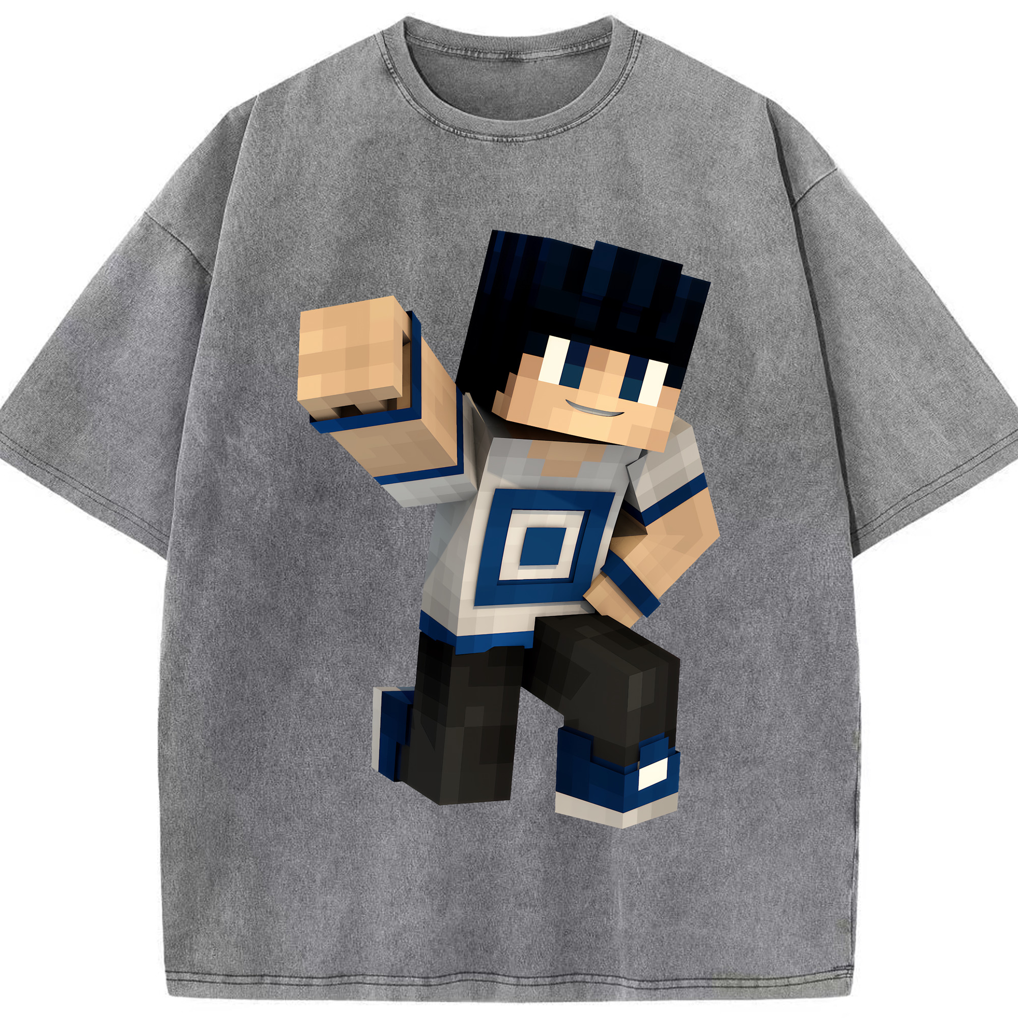 （画像用） マインクラフト ブロックの世界 Minecraft MC Block world 綿100% ヴィンテージ風 半袖Tシャツ（フロントプリント）