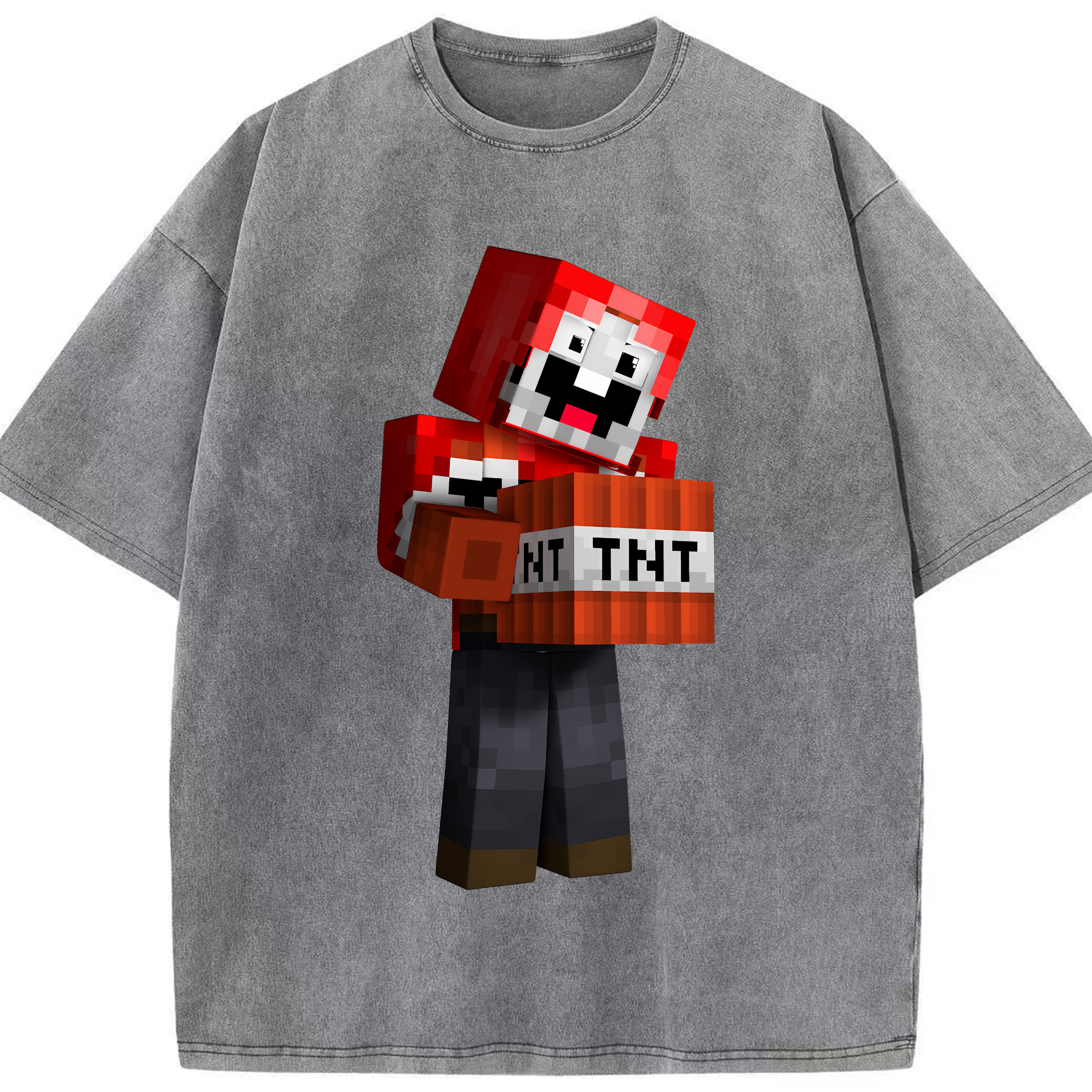 （画像用） マインクラフト ブロックの世界 Minecraft MC Block world 綿100% ヴィンテージ風 半袖Tシャツ（フロントプリント）