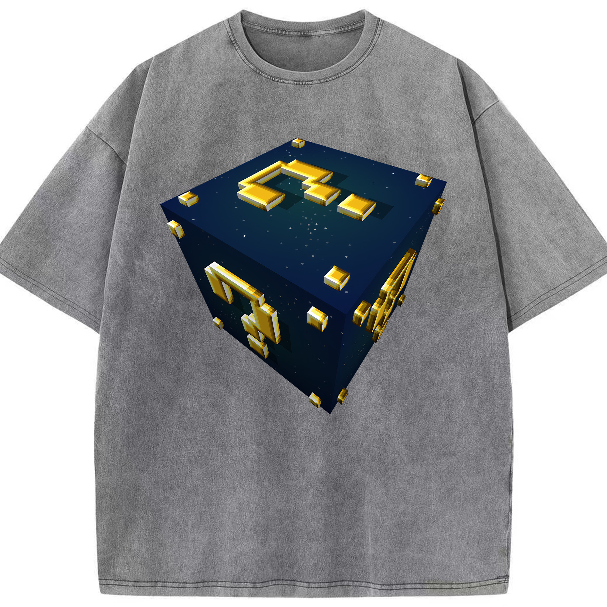 （画像用） マインクラフト ブロックの世界 Minecraft MC Block world 綿100% ヴィンテージ風 半袖Tシャツ（フロントプリント）