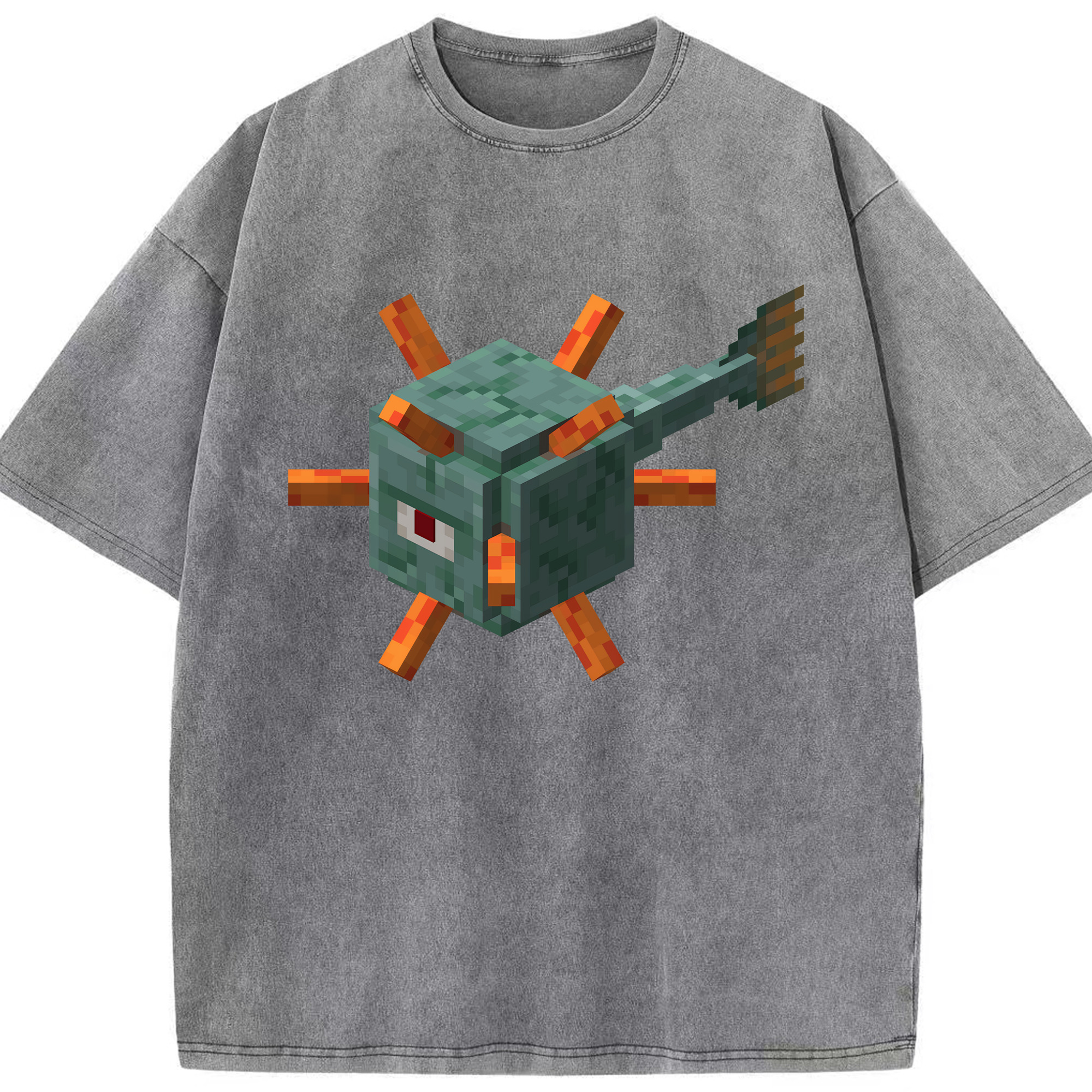 （画像用） マインクラフト ブロックの世界 Minecraft MC Block world 綿100% ヴィンテージ風 半袖Tシャツ（フロントプリント）