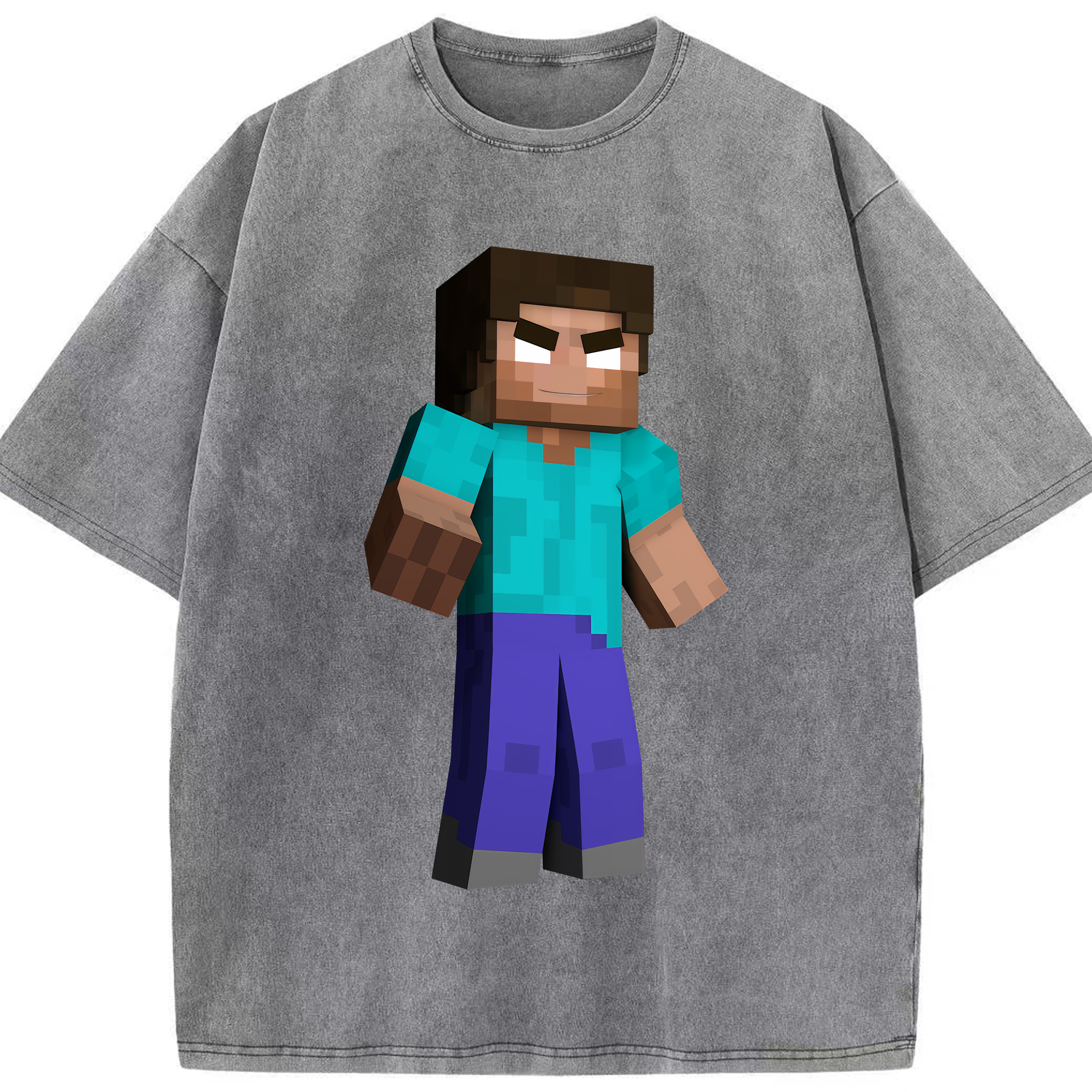 （画像用） マインクラフト ブロックの世界 Minecraft MC Block world 綿100% ヴィンテージ風 半袖Tシャツ（フロントプリント）