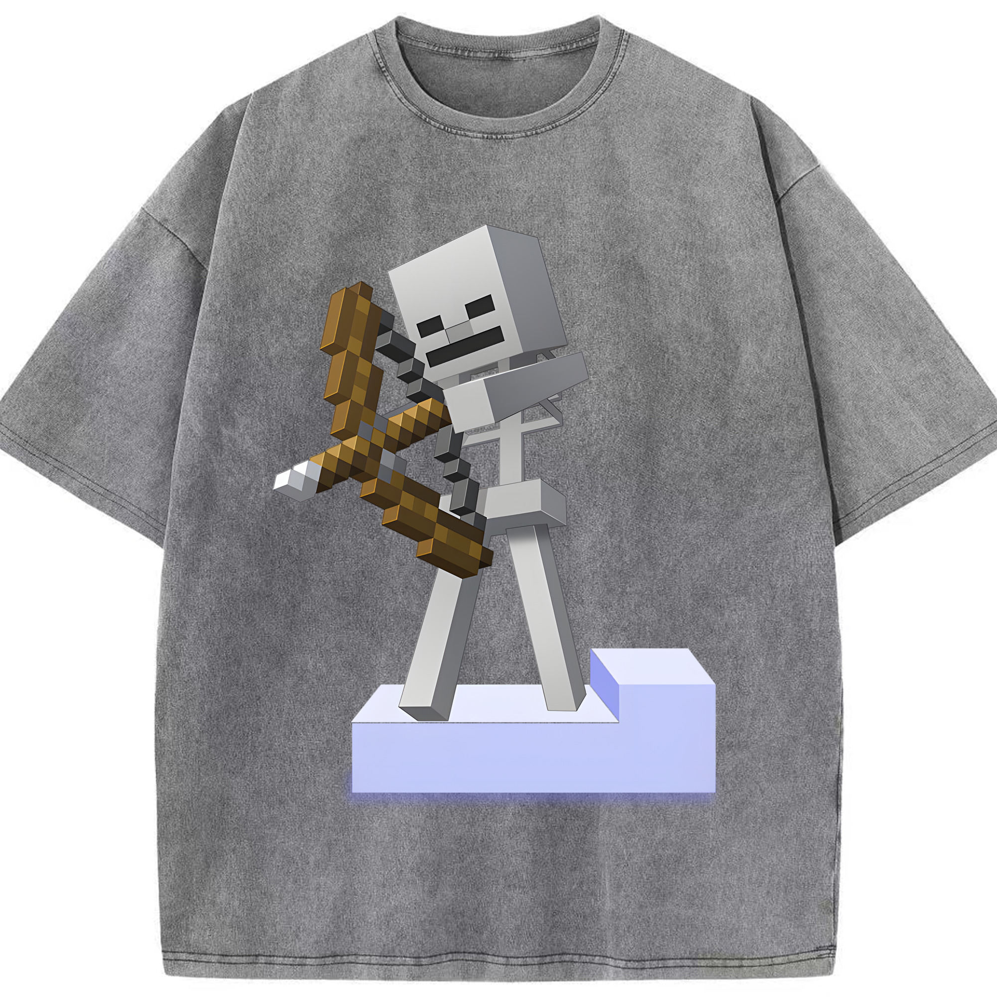 （画像用） マインクラフト ブロックの世界 Minecraft MC Block world 綿100% ヴィンテージ風 半袖Tシャツ（フロントプリント）