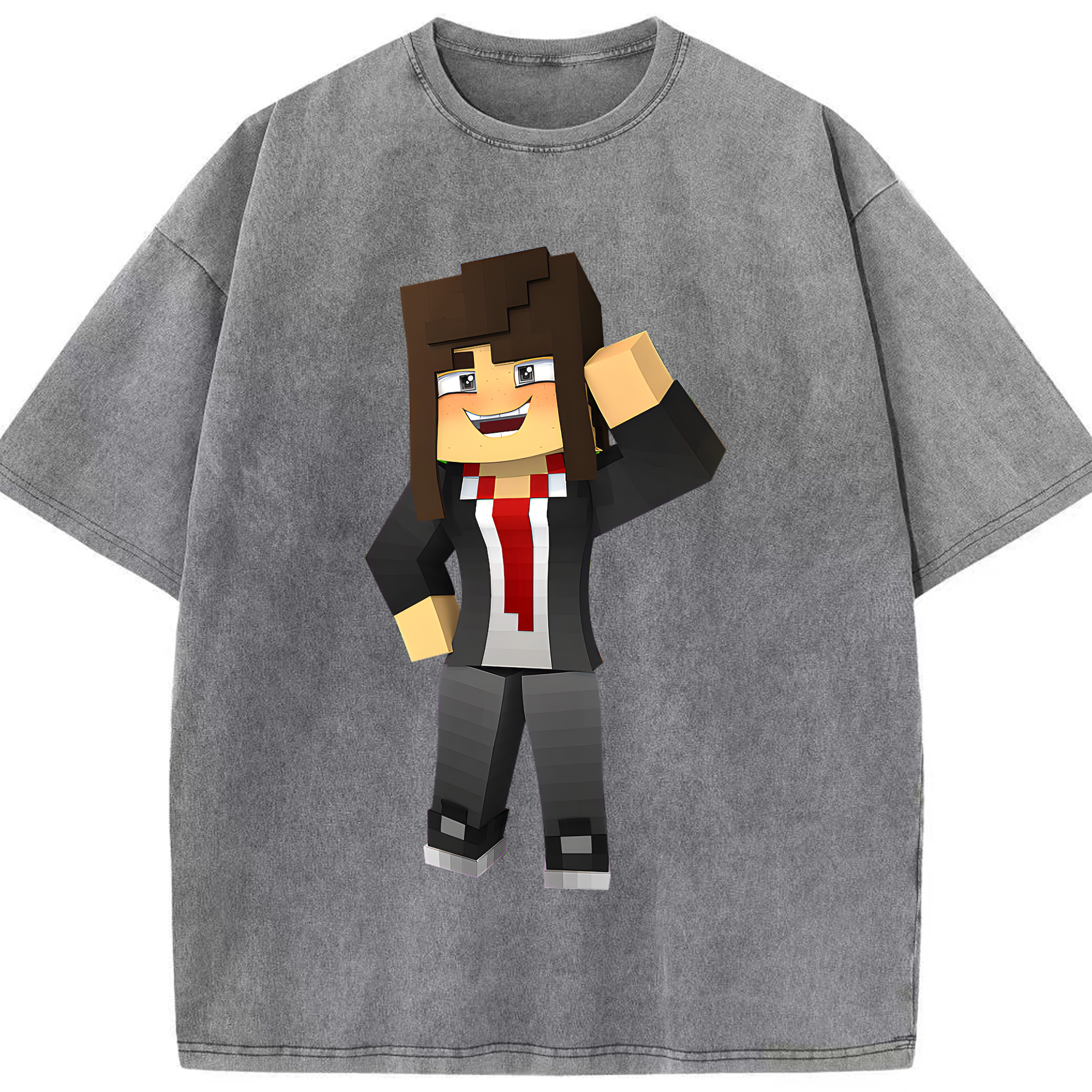 （画像用） マインクラフト ブロックの世界 Minecraft MC Block world 綿100% ヴィンテージ風 半袖Tシャツ（フロントプリント）
