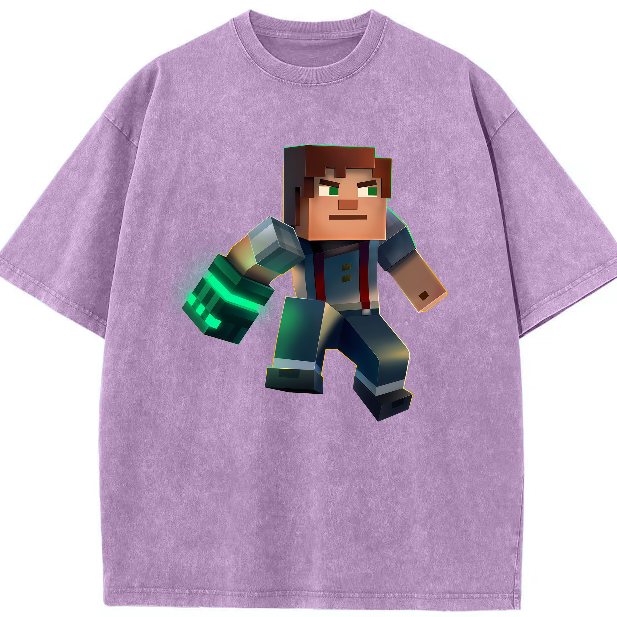（画像用） マインクラフト ブロックの世界 Minecraft MC Block world 綿100% ヴィンテージ風 半袖Tシャツ（フロントプリント）