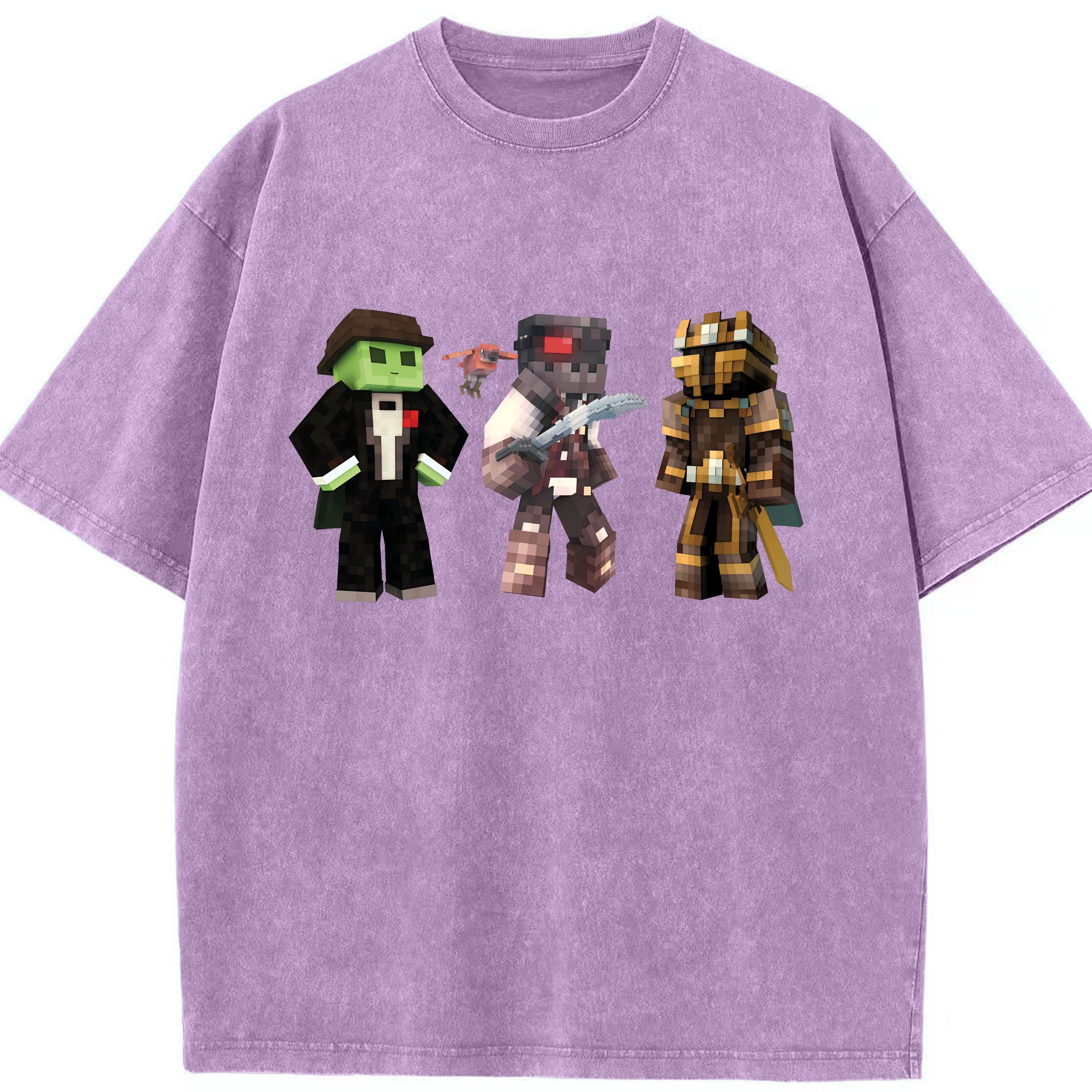 （画像用） マインクラフト ブロックの世界 Minecraft MC Block world 綿100% ヴィンテージ風 半袖Tシャツ（フロントプリント）