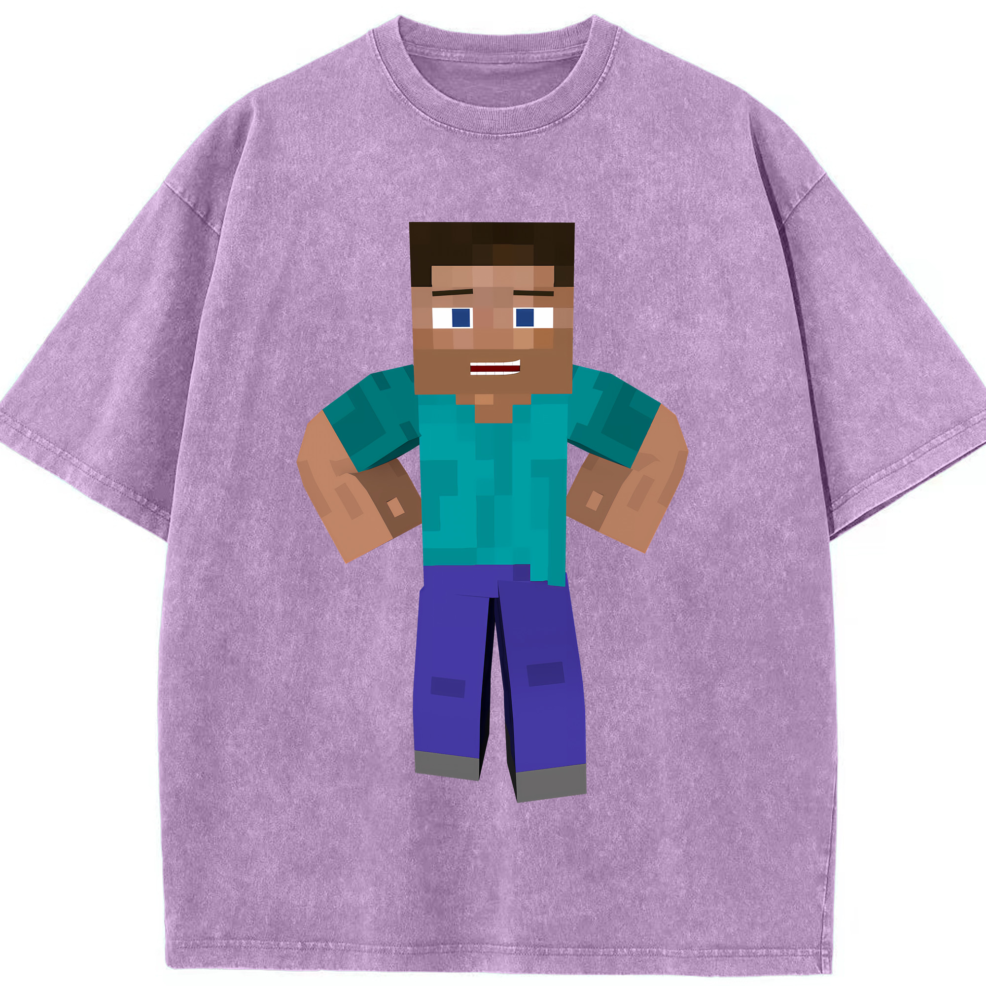 （画像用） マインクラフト ブロックの世界 Minecraft MC Block world 綿100% ヴィンテージ風 半袖Tシャツ（フロントプリント）
