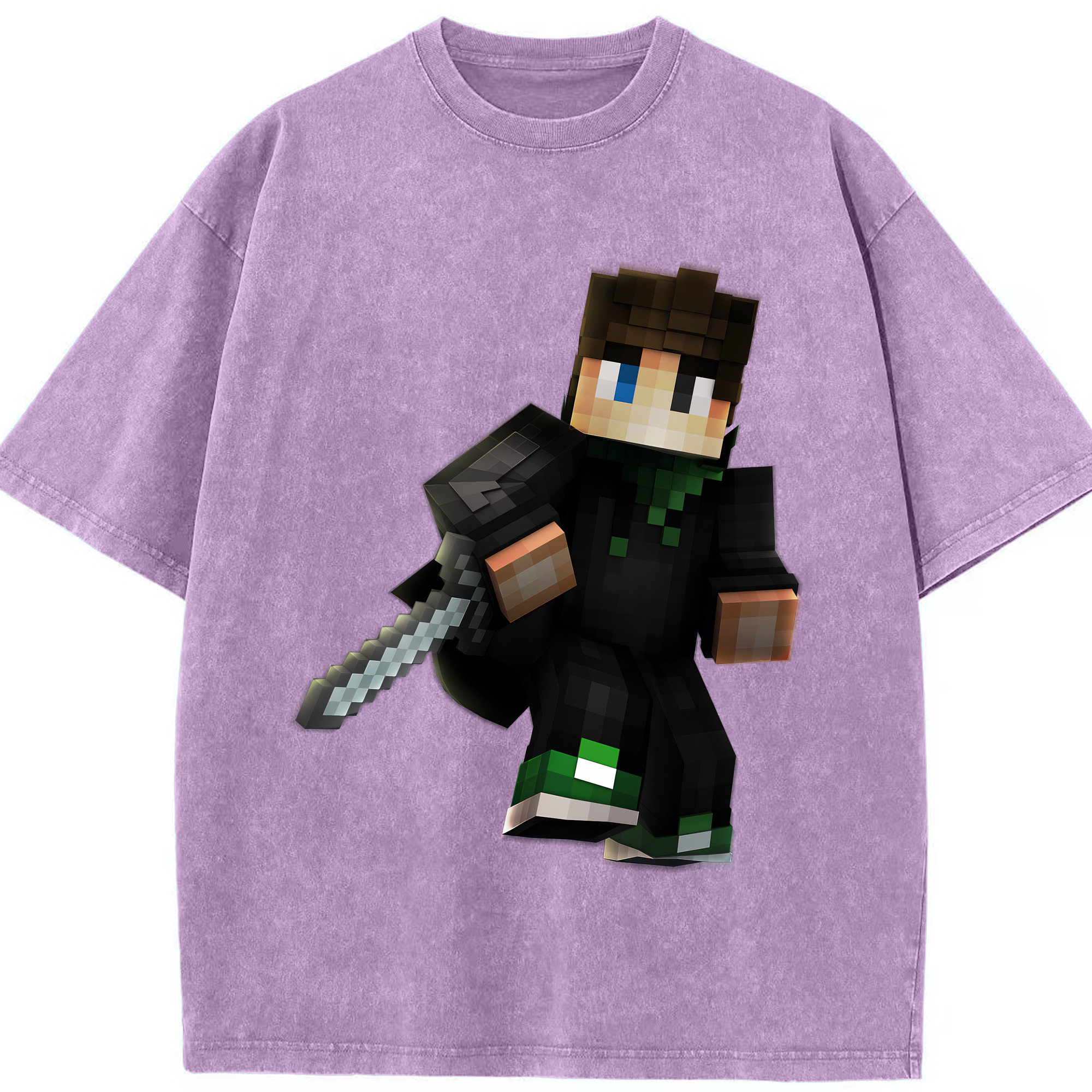 （画像用） マインクラフト ブロックの世界 Minecraft MC Block world 綿100% ヴィンテージ風 半袖Tシャツ（フロントプリント）