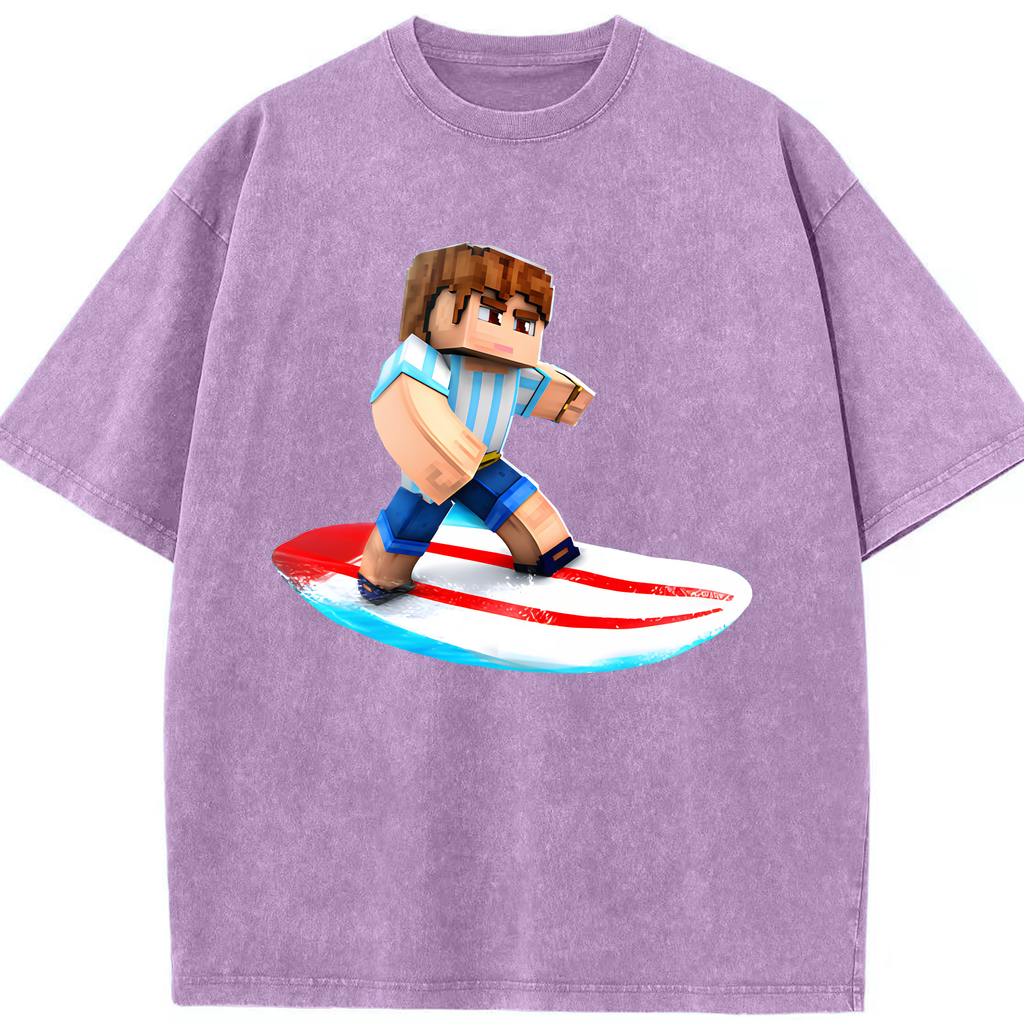 （画像用） マインクラフト ブロックの世界 Minecraft MC Block world 綿100% ヴィンテージ風 半袖Tシャツ（フロントプリント）