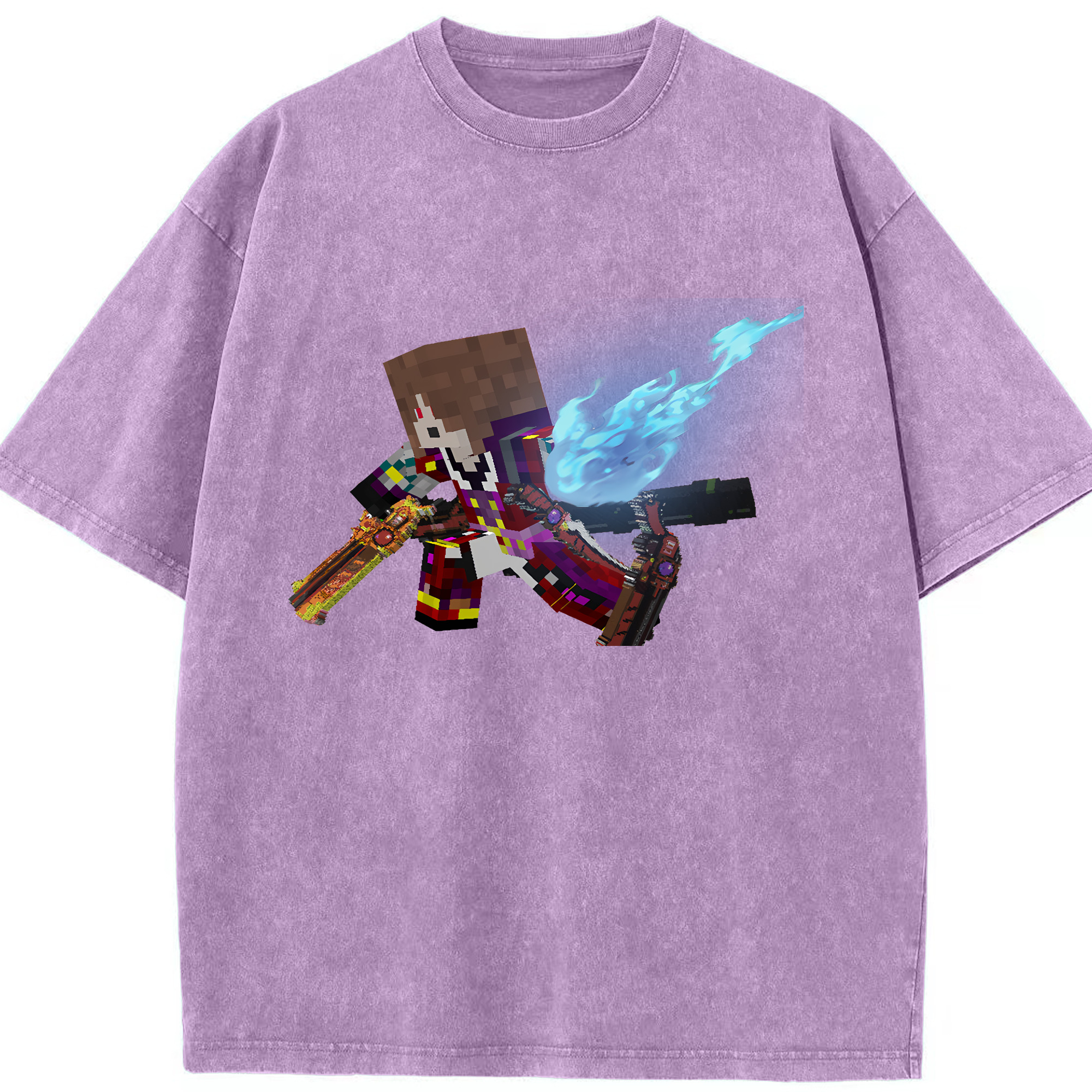 （画像用） マインクラフト ブロックの世界 Minecraft MC Block world 綿100% ヴィンテージ風 半袖Tシャツ（フロントプリント）