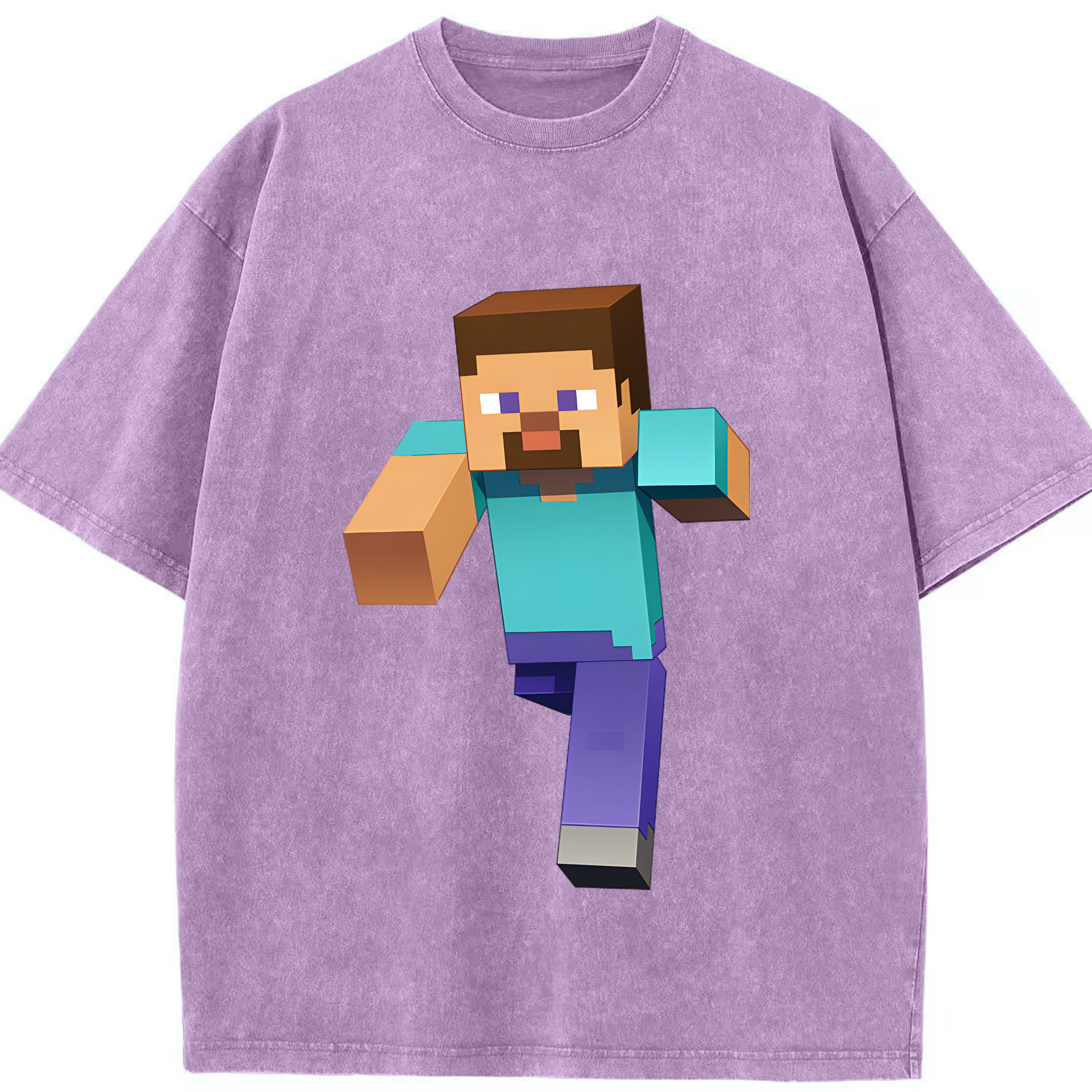 （画像用） マインクラフト ブロックの世界 Minecraft MC Block world 綿100% ヴィンテージ風 半袖Tシャツ（フロントプリント）