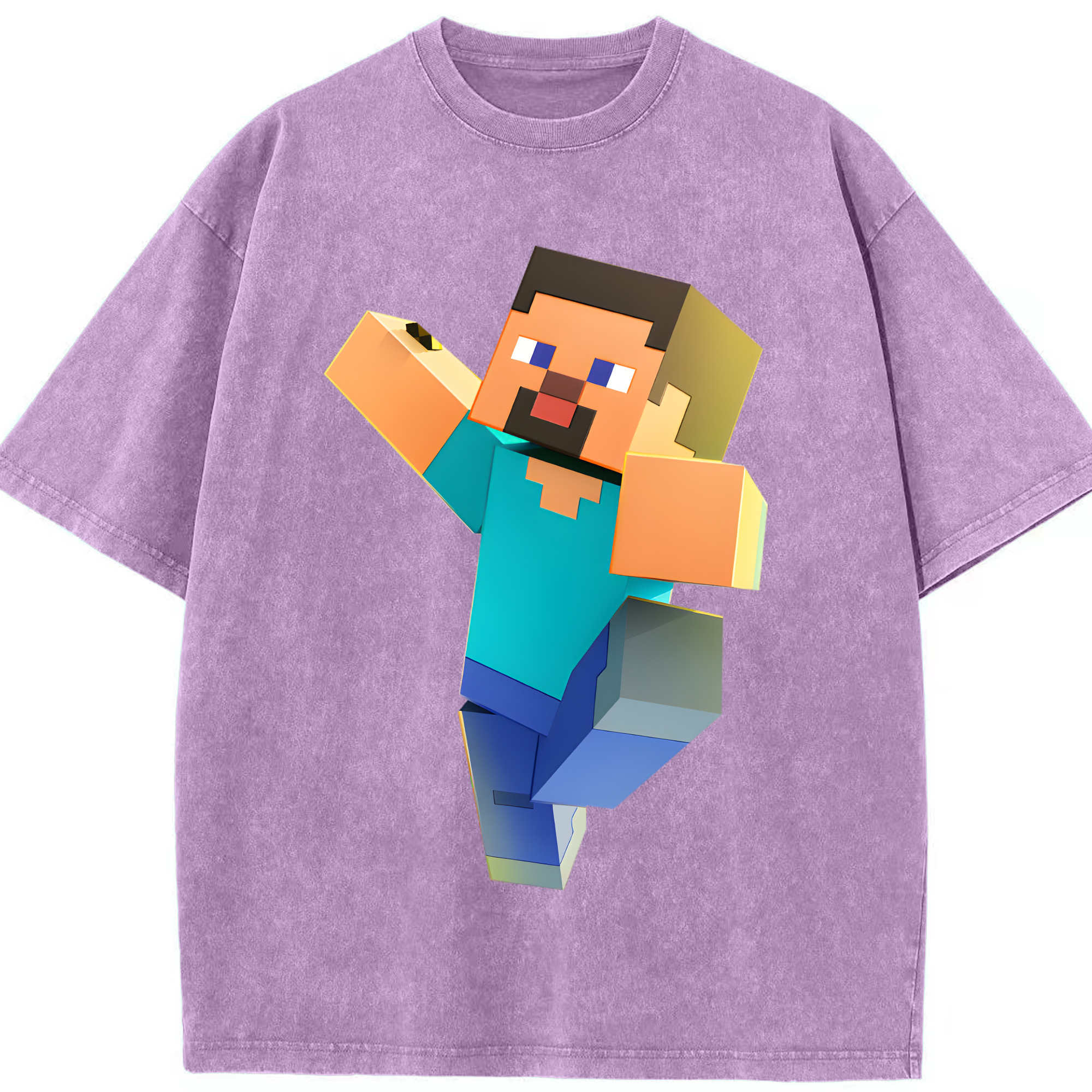 （画像用） マインクラフト ブロックの世界 Minecraft MC Block world 綿100% ヴィンテージ風 半袖Tシャツ（フロントプリント）