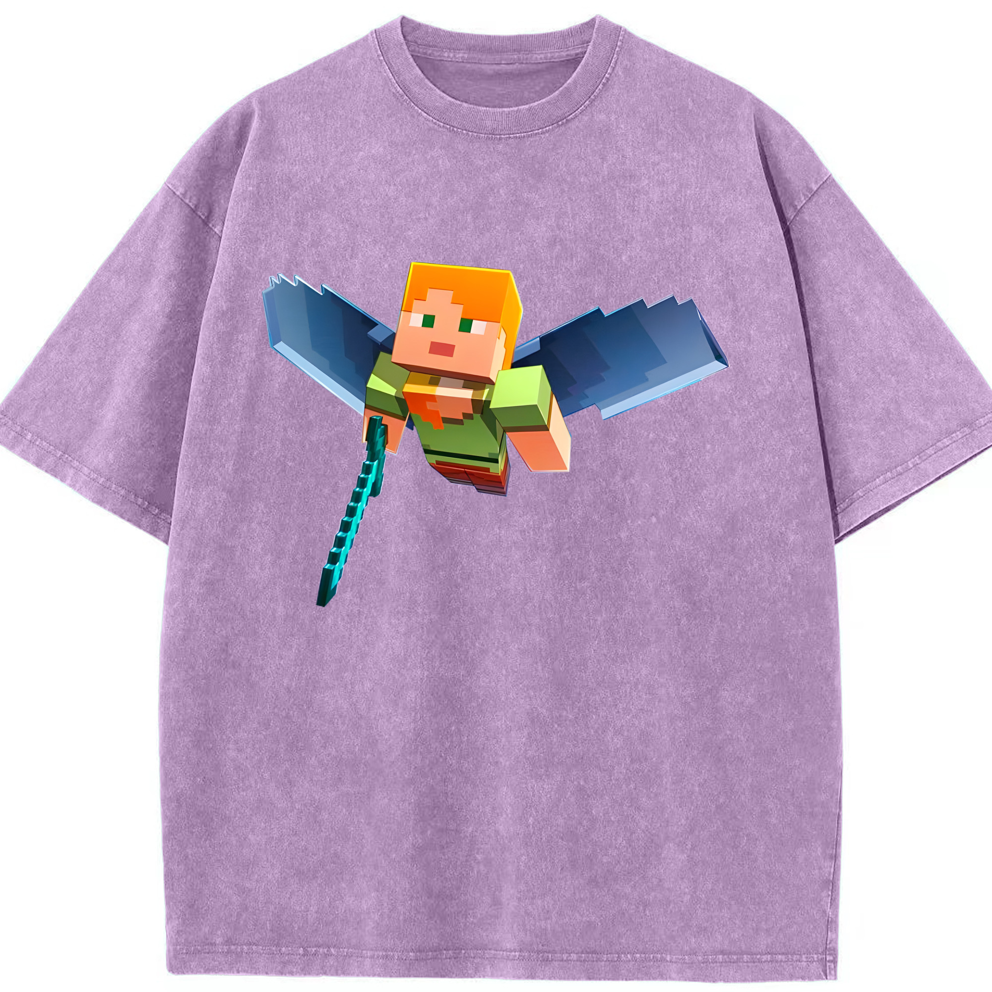（画像用） マインクラフト ブロックの世界 Minecraft MC Block world 綿100% ヴィンテージ風 半袖Tシャツ（フロントプリント）