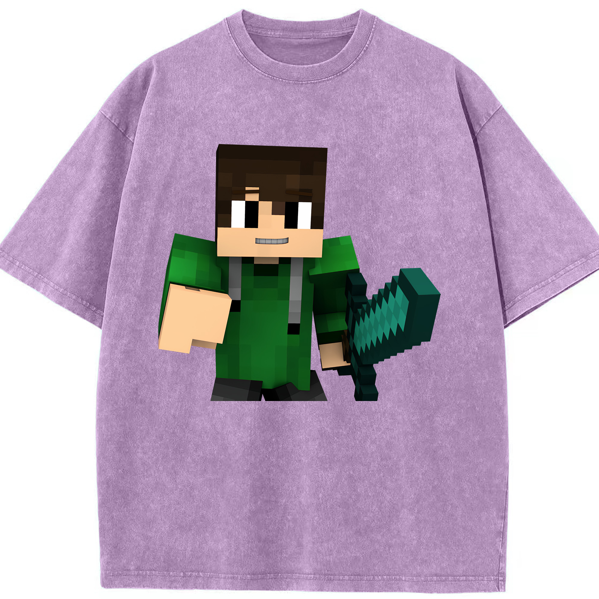 （画像用） マインクラフト ブロックの世界 Minecraft MC Block world 綿100% ヴィンテージ風 半袖Tシャツ（フロントプリント）