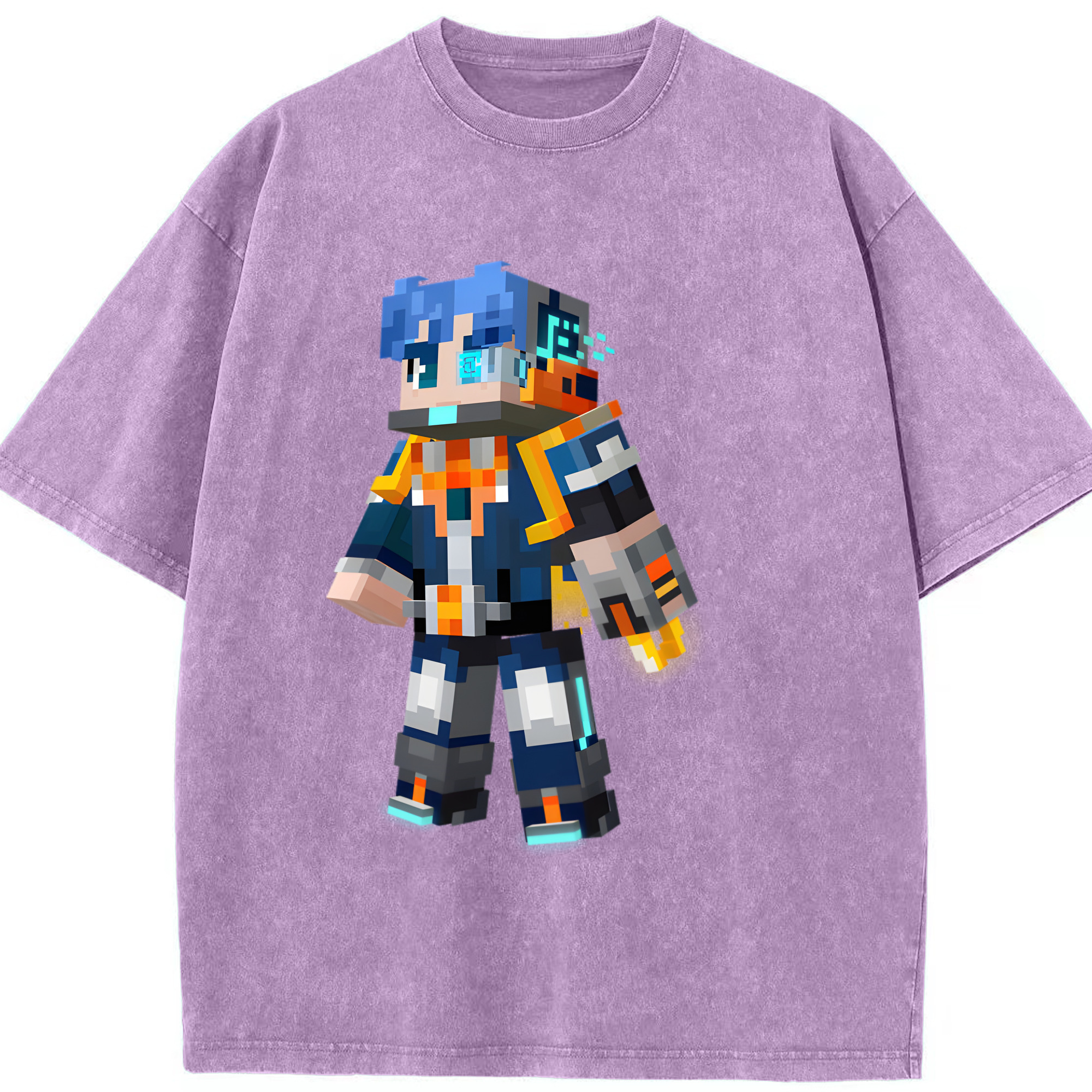 （画像用） マインクラフト ブロックの世界 Minecraft MC Block world 綿100% ヴィンテージ風 半袖Tシャツ（フロントプリント）