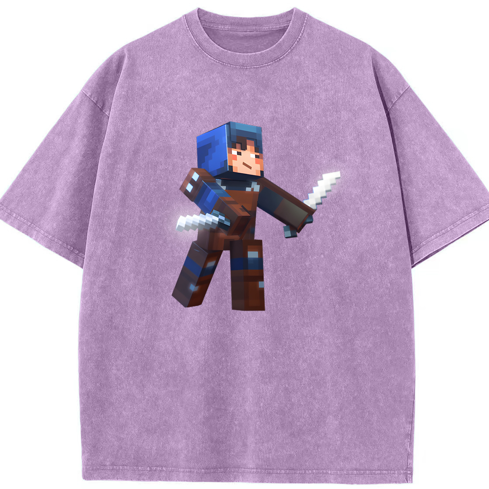 （画像用） マインクラフト ブロックの世界 Minecraft MC Block world 綿100% ヴィンテージ風 半袖Tシャツ（フロントプリント）