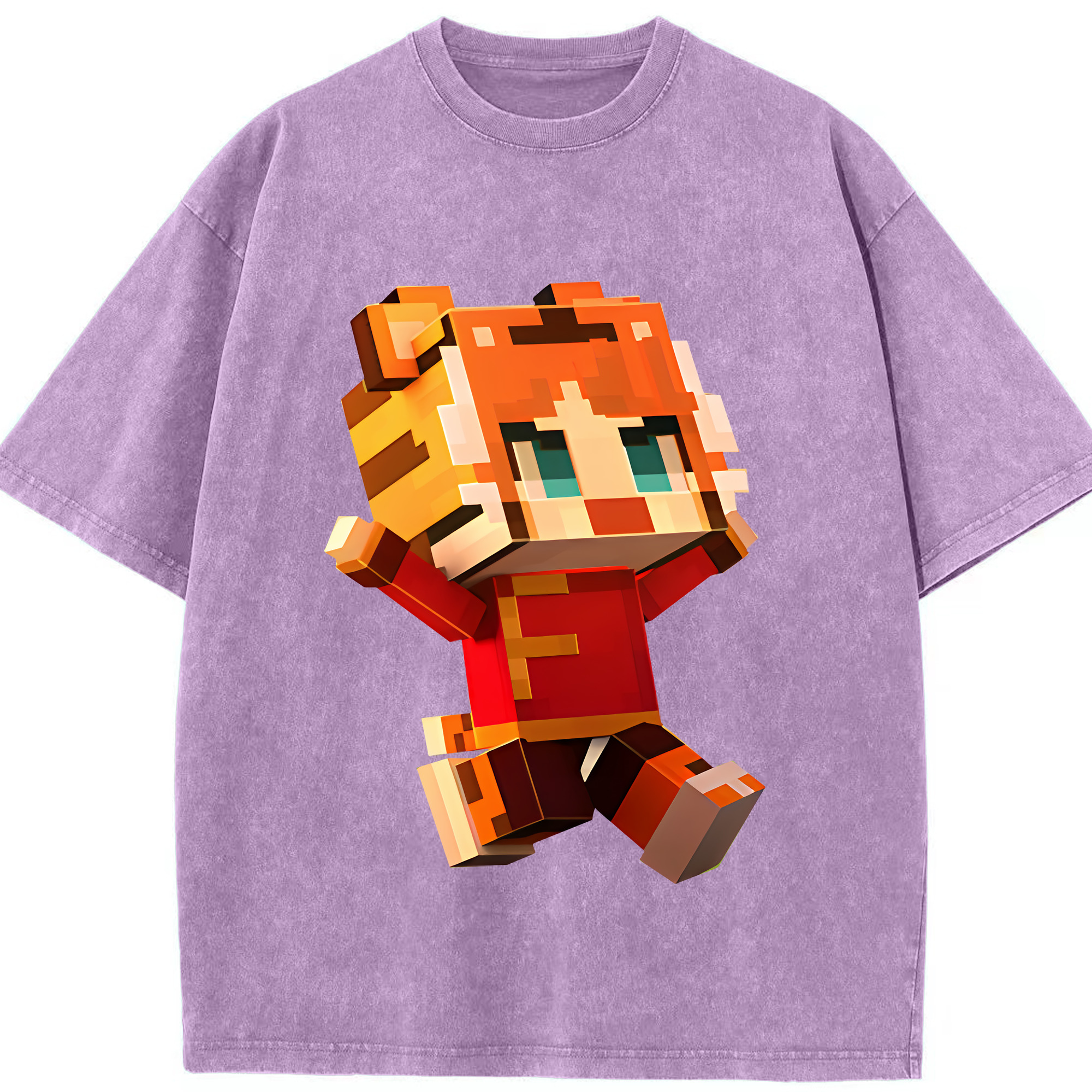 （画像用） マインクラフト ブロックの世界 Minecraft MC Block world 綿100% ヴィンテージ風 半袖Tシャツ（フロントプリント）