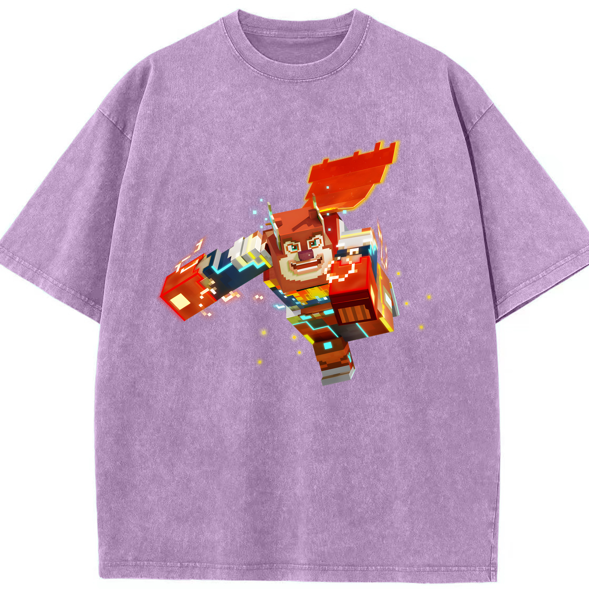 （画像用） マインクラフト ブロックの世界 Minecraft MC Block world 綿100% ヴィンテージ風 半袖Tシャツ（フロントプリント）