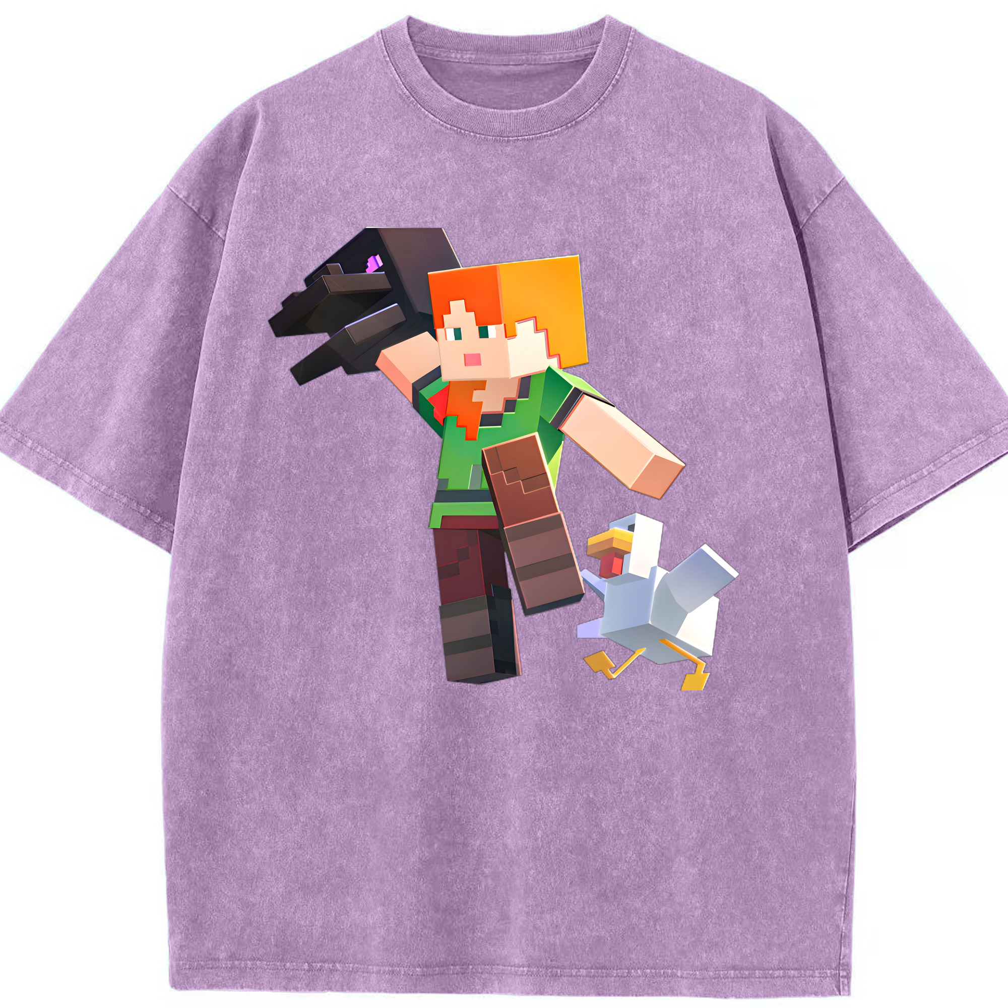 （画像用） マインクラフト ブロックの世界 Minecraft MC Block world 綿100% ヴィンテージ風 半袖Tシャツ（フロントプリント）