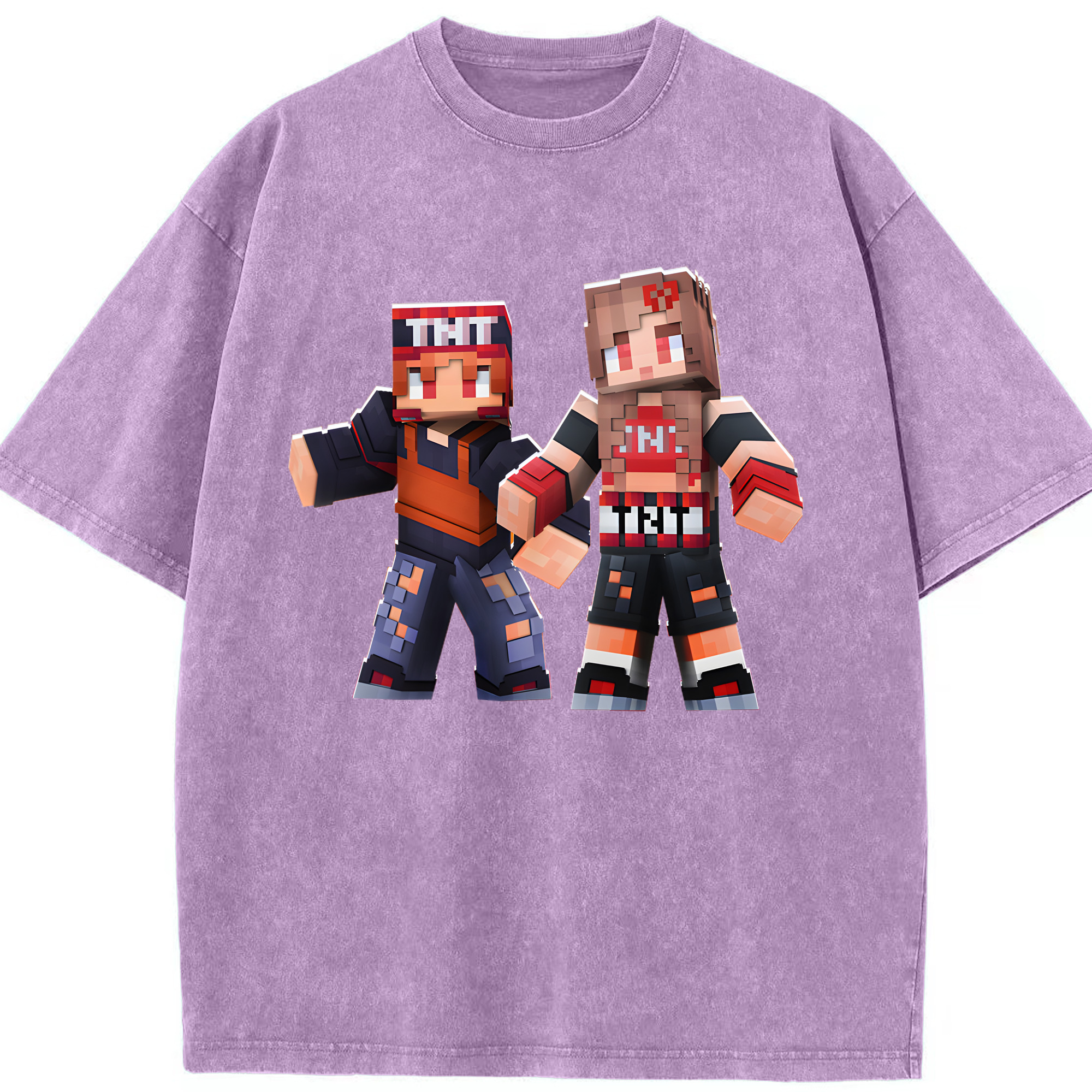 （画像用） マインクラフト ブロックの世界 Minecraft MC Block world 綿100% ヴィンテージ風 半袖Tシャツ（フロントプリント）