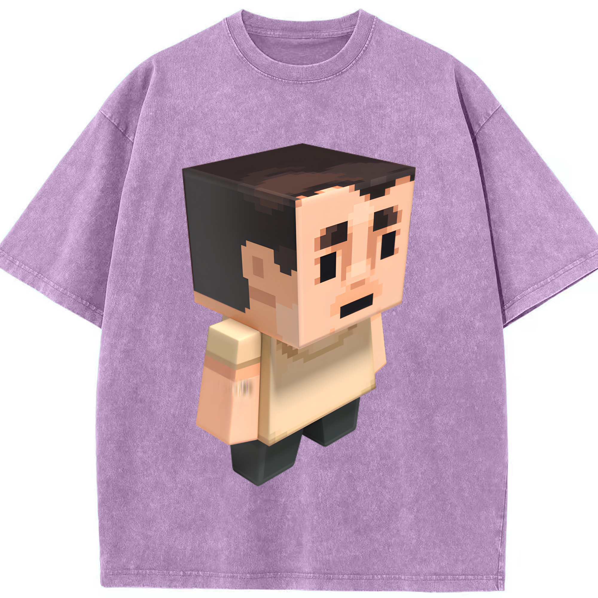 （画像用） マインクラフト ブロックの世界 Minecraft MC Block world 綿100% ヴィンテージ風 半袖Tシャツ（フロントプリント）
