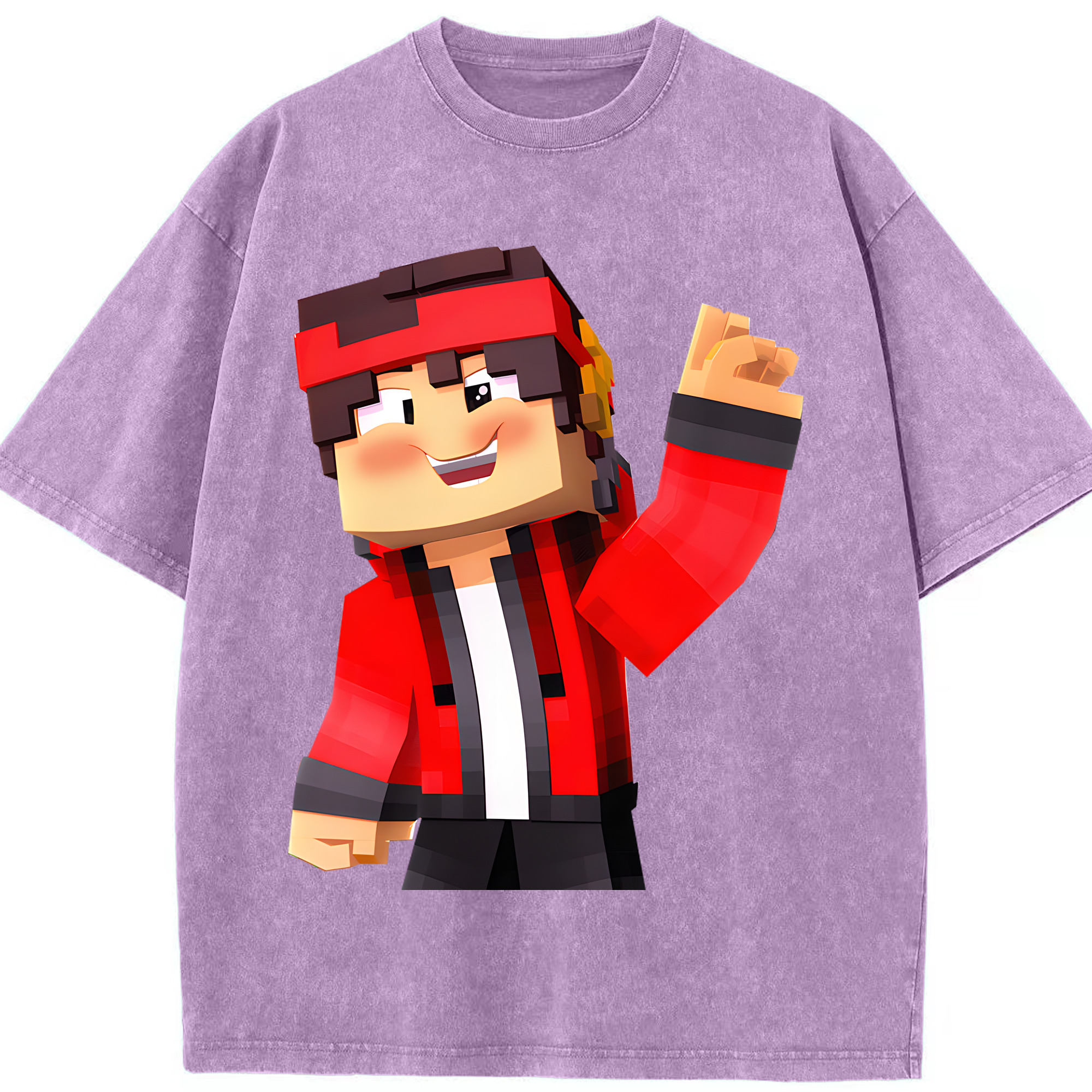 （画像用） マインクラフト ブロックの世界 Minecraft MC Block world 綿100% ヴィンテージ風 半袖Tシャツ（フロントプリント）