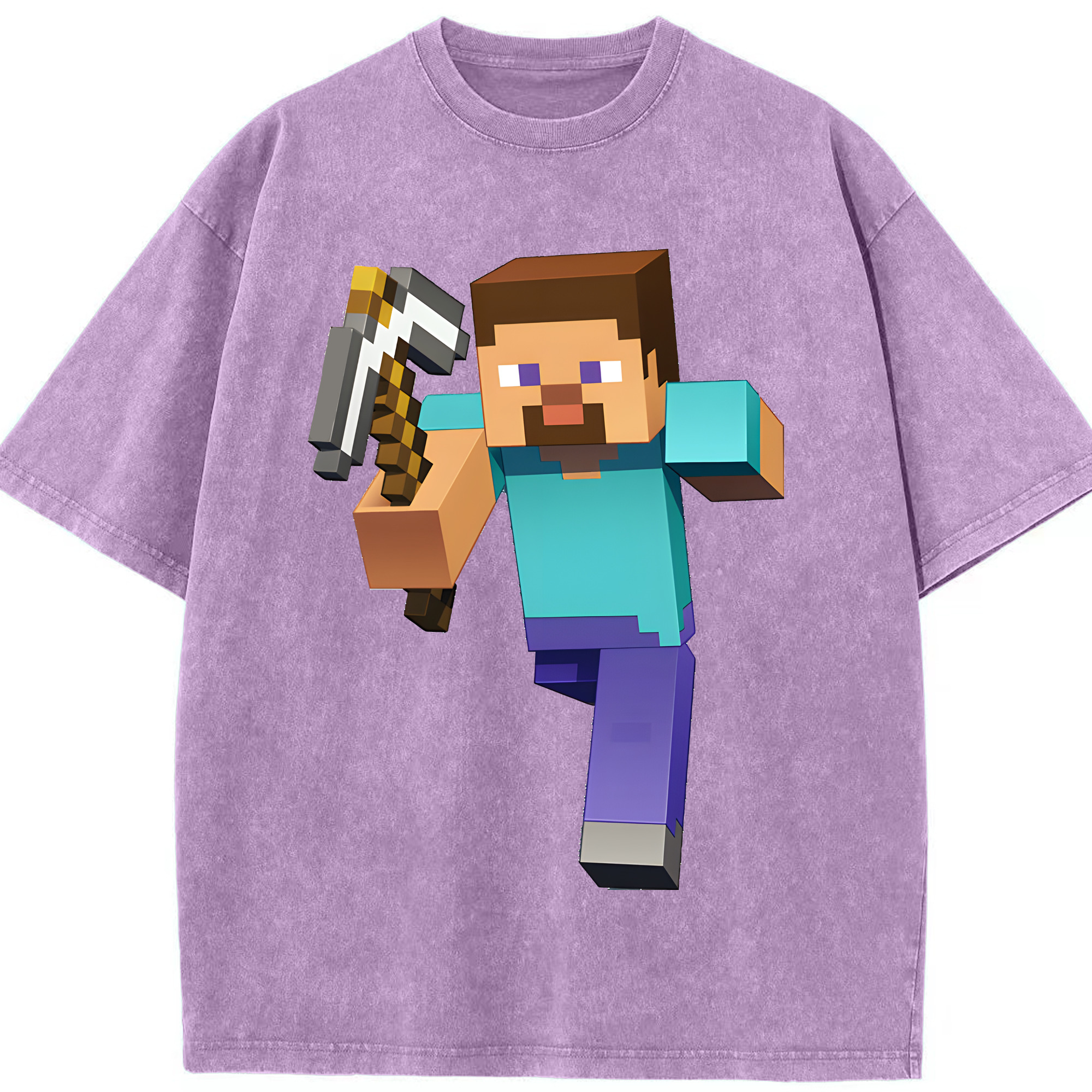 （画像用） マインクラフト ブロックの世界 Minecraft MC Block world 綿100% ヴィンテージ風 半袖Tシャツ（フロントプリント）