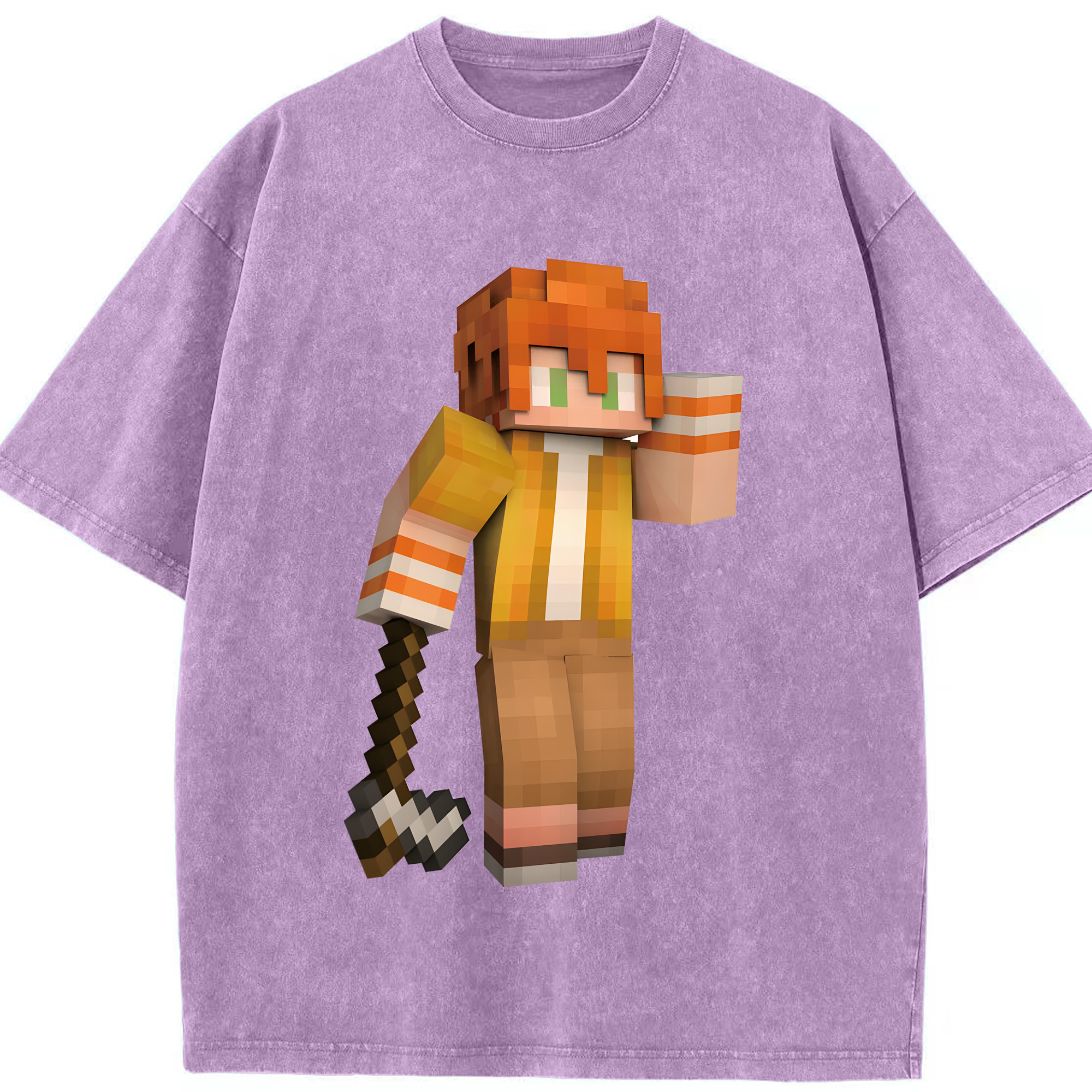 （画像用） マインクラフト ブロックの世界 Minecraft MC Block world 綿100% ヴィンテージ風 半袖Tシャツ（フロントプリント）