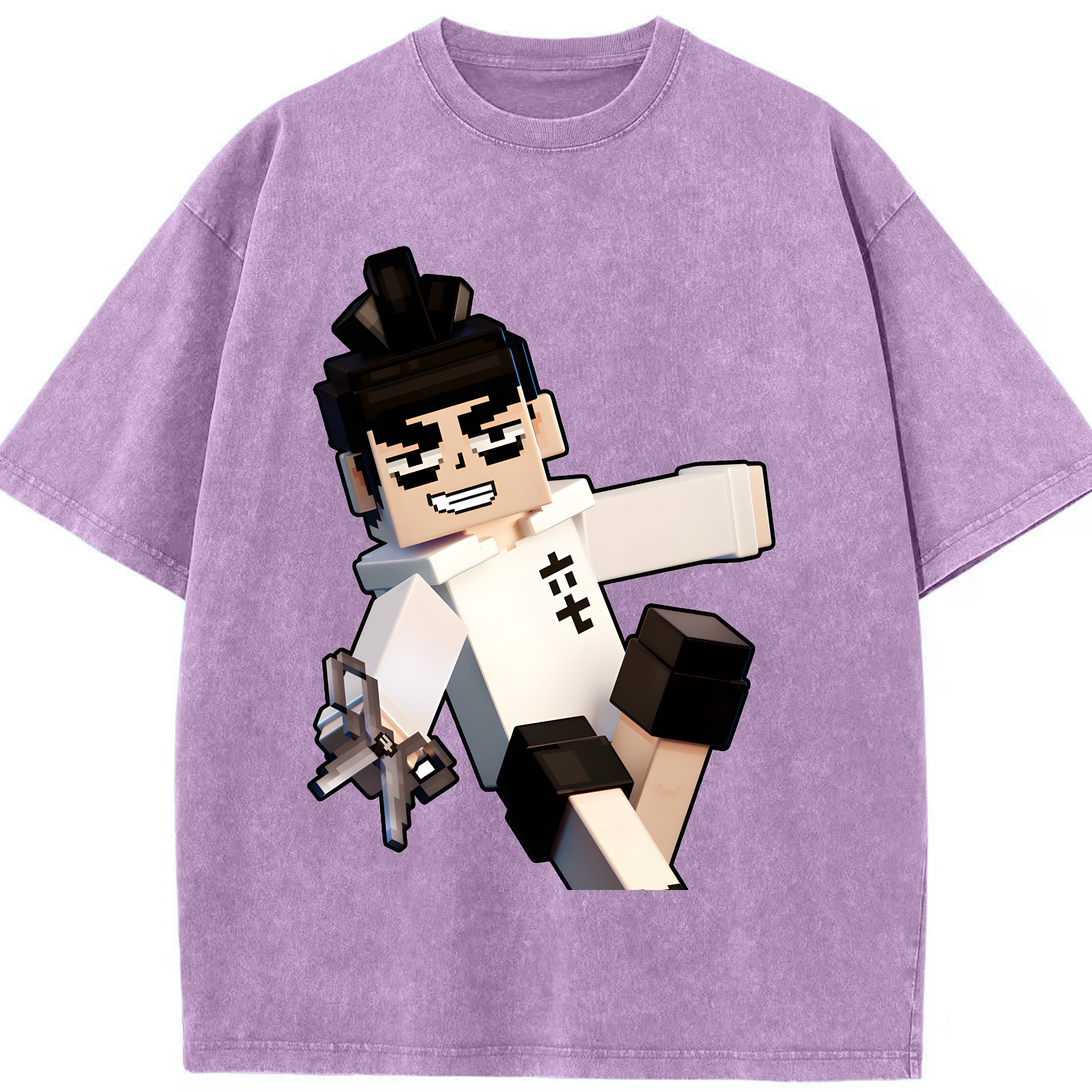（画像用） マインクラフト ブロックの世界 Minecraft MC Block world 綿100% ヴィンテージ風 半袖Tシャツ（フロントプリント）
