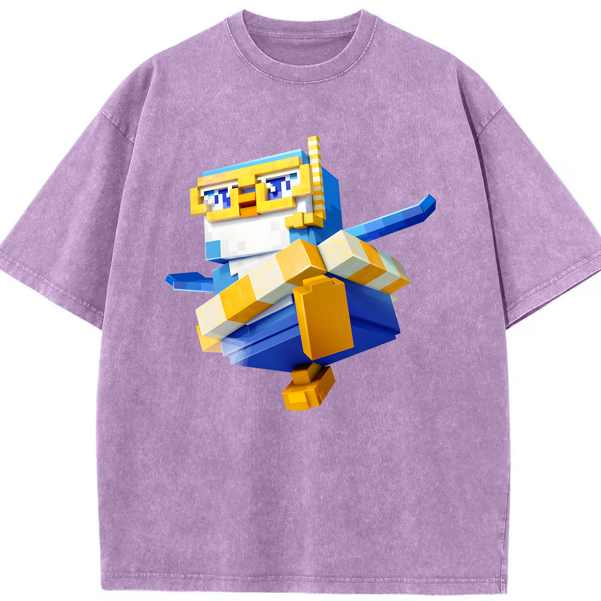 （画像用） マインクラフト ブロックの世界 Minecraft MC Block world 綿100% ヴィンテージ風 半袖Tシャツ（フロントプリント）