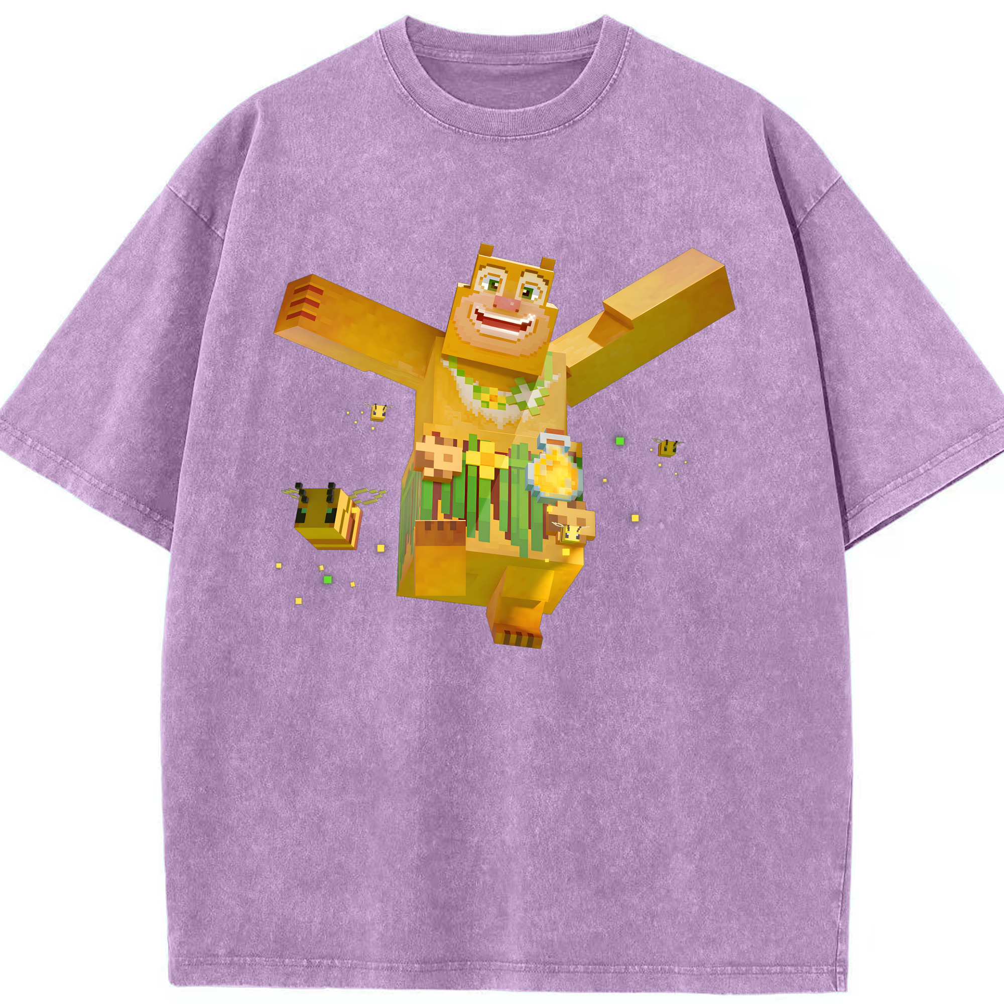 （画像用） マインクラフト ブロックの世界 Minecraft MC Block world 綿100% ヴィンテージ風 半袖Tシャツ（フロントプリント）