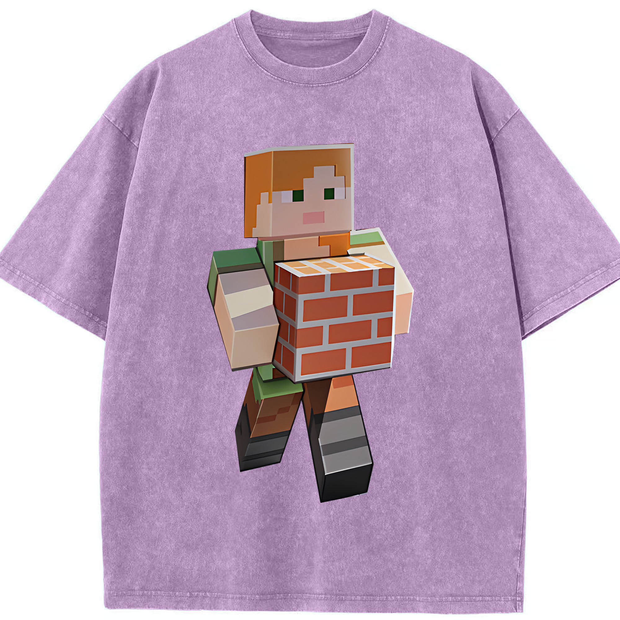 （画像用） マインクラフト ブロックの世界 Minecraft MC Block world 綿100% ヴィンテージ風 半袖Tシャツ（フロントプリント）