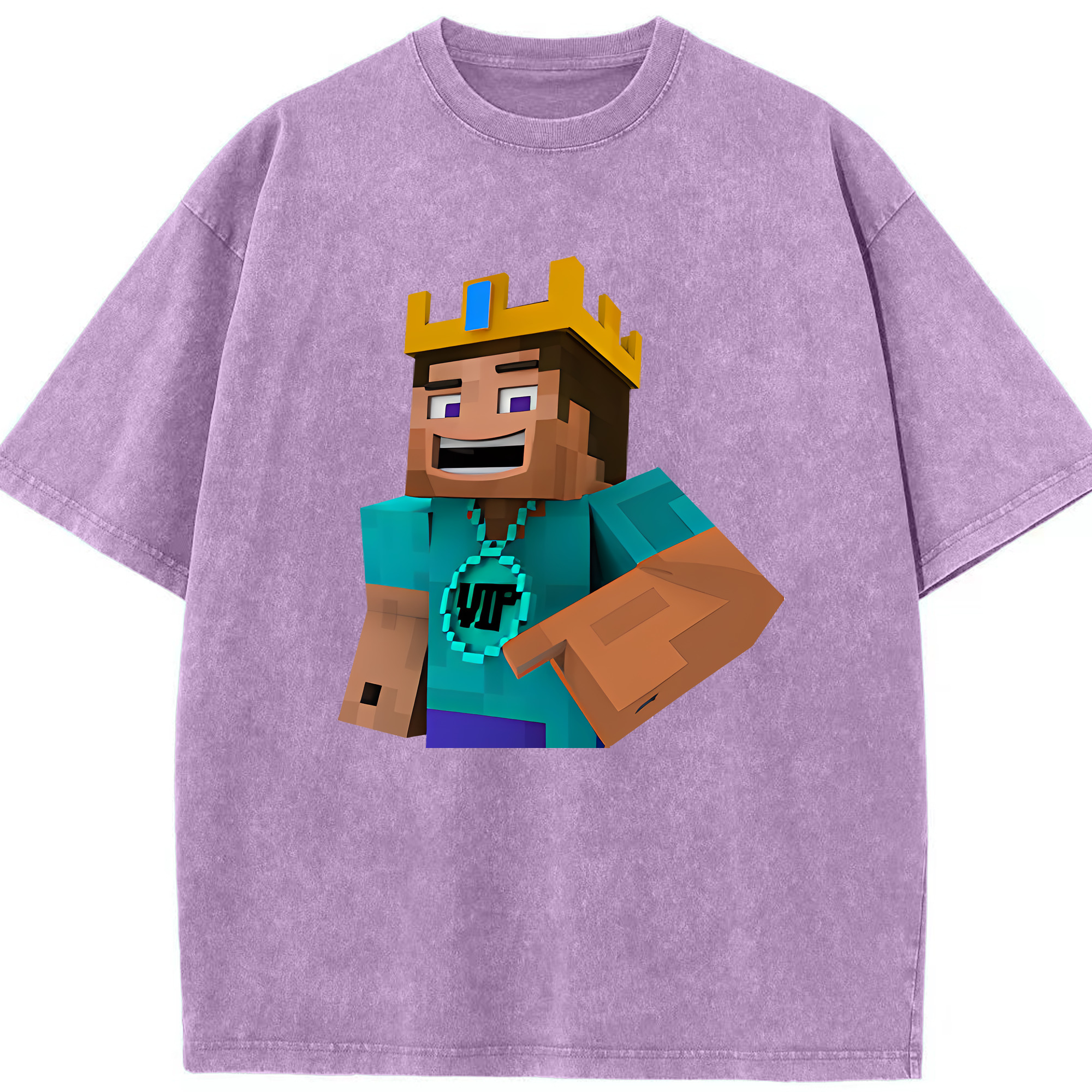 （画像用） マインクラフト ブロックの世界 Minecraft MC Block world 綿100% ヴィンテージ風 半袖Tシャツ（フロントプリント）