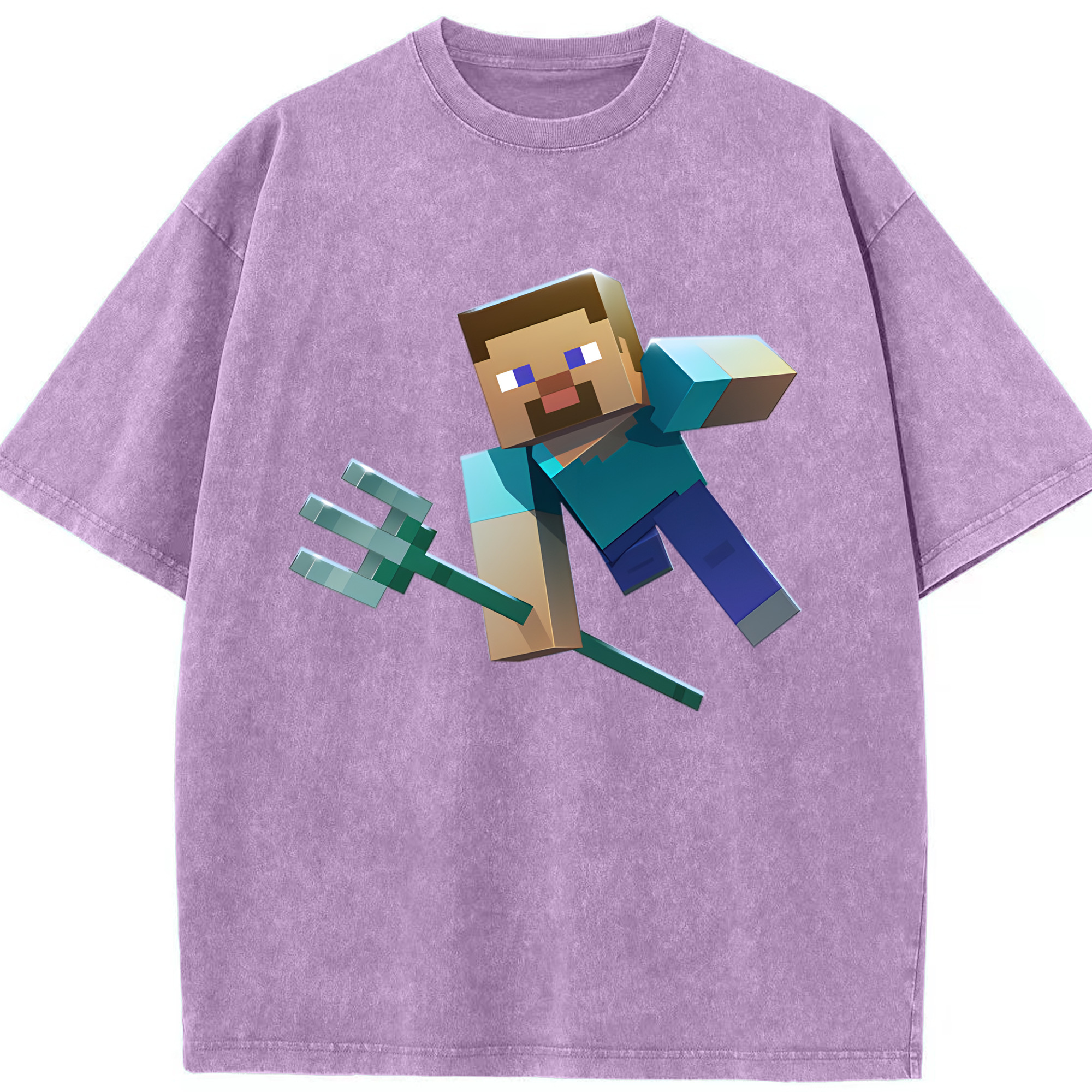 （画像用） マインクラフト ブロックの世界 Minecraft MC Block world 綿100% ヴィンテージ風 半袖Tシャツ（フロントプリント）