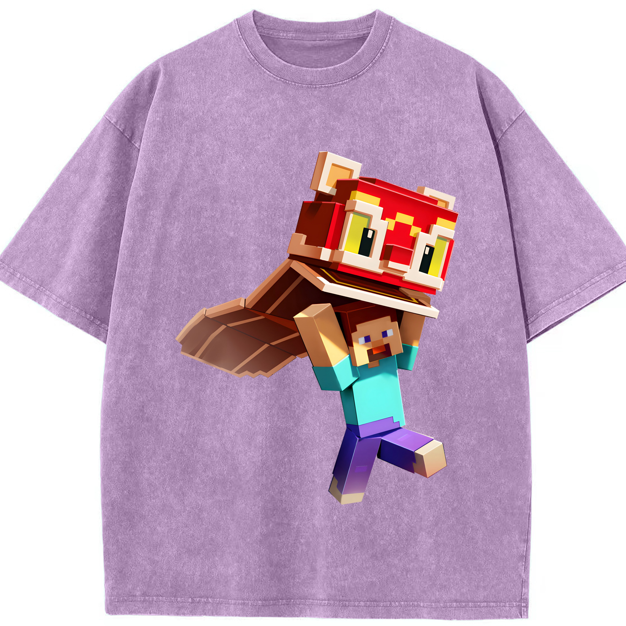 （画像用） マインクラフト ブロックの世界 Minecraft MC Block world 綿100% ヴィンテージ風 半袖Tシャツ（フロントプリント）