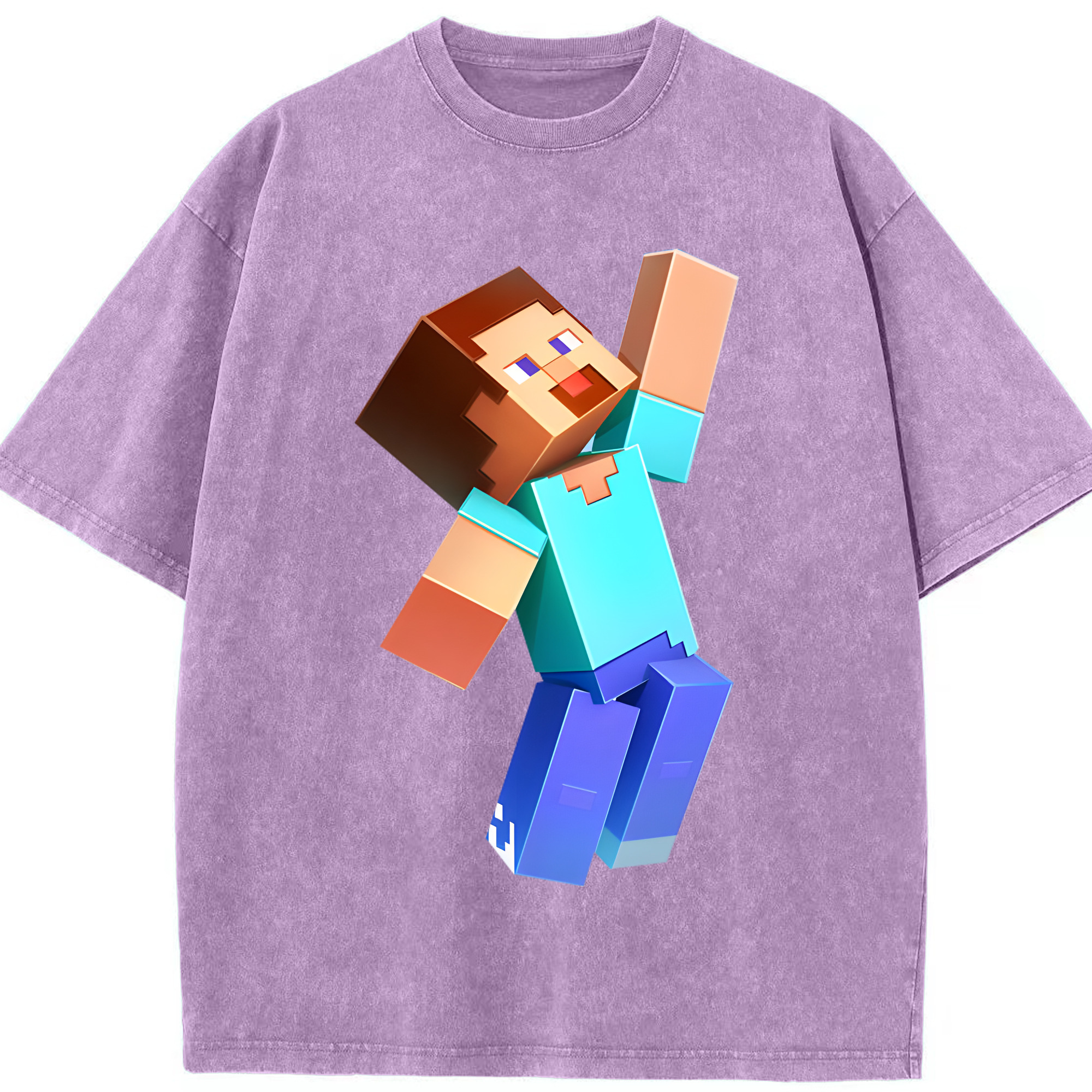 （画像用） マインクラフト ブロックの世界 Minecraft MC Block world 綿100% ヴィンテージ風 半袖Tシャツ（フロントプリント）