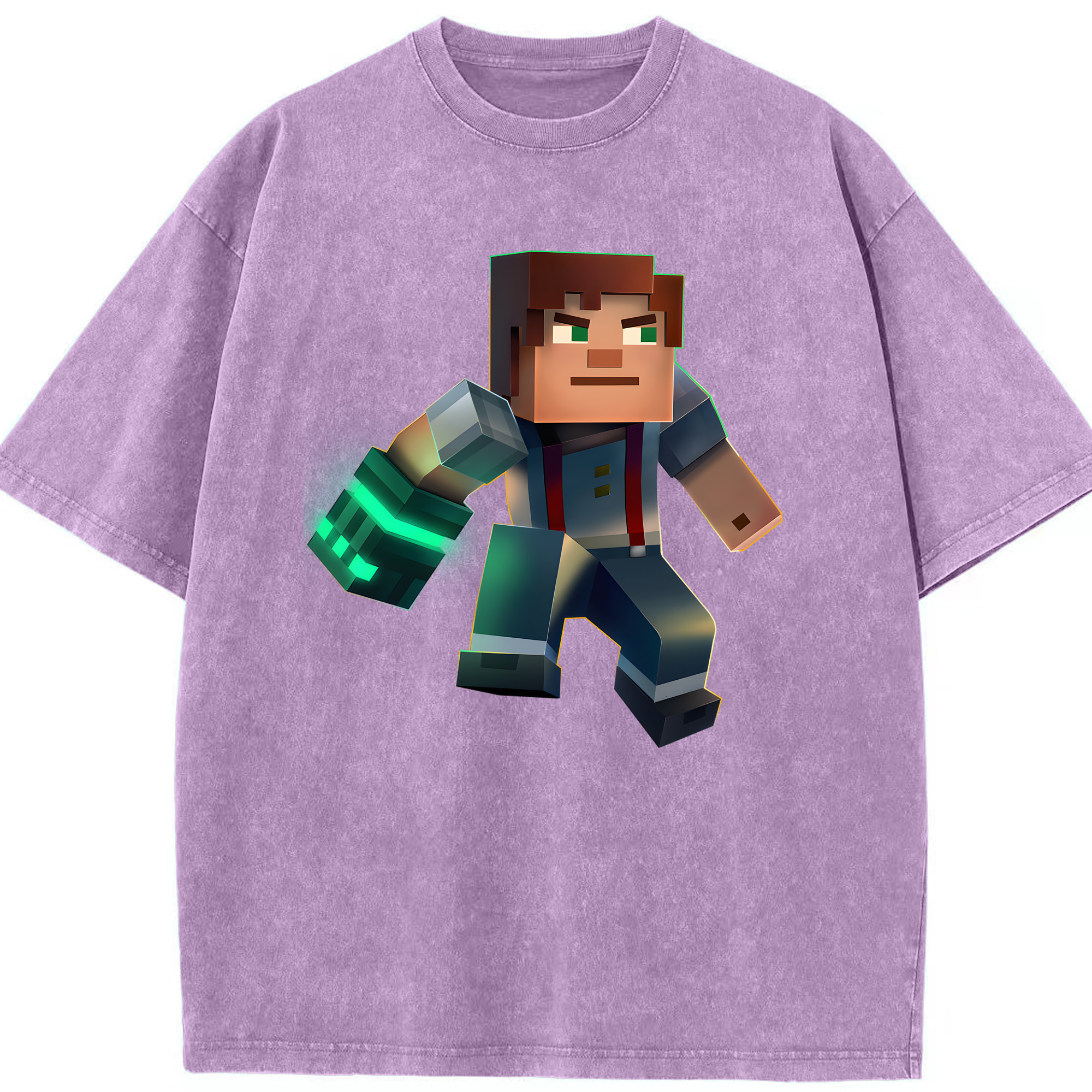 （画像用） マインクラフト ブロックの世界 Minecraft MC Block world 綿100% ヴィンテージ風 半袖Tシャツ（フロントプリント）