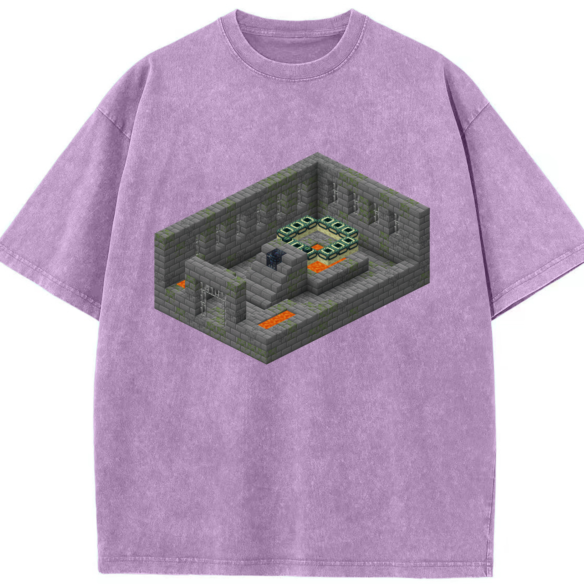 （画像用） マインクラフト ブロックの世界 Minecraft MC Block world 綿100% ヴィンテージ風 半袖Tシャツ（フロントプリント）