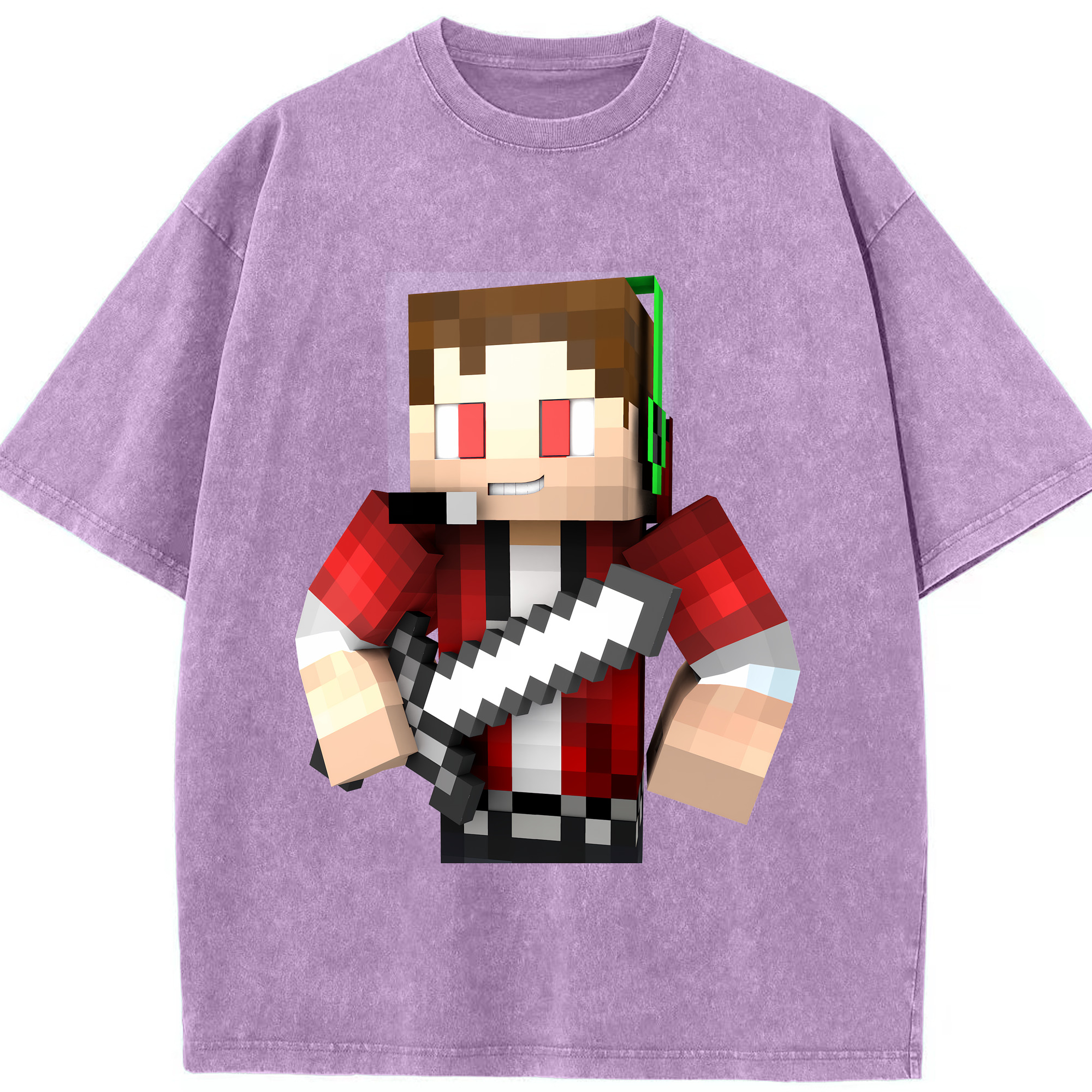 （画像用） マインクラフト ブロックの世界 Minecraft MC Block world 綿100% ヴィンテージ風 半袖Tシャツ（フロントプリント）