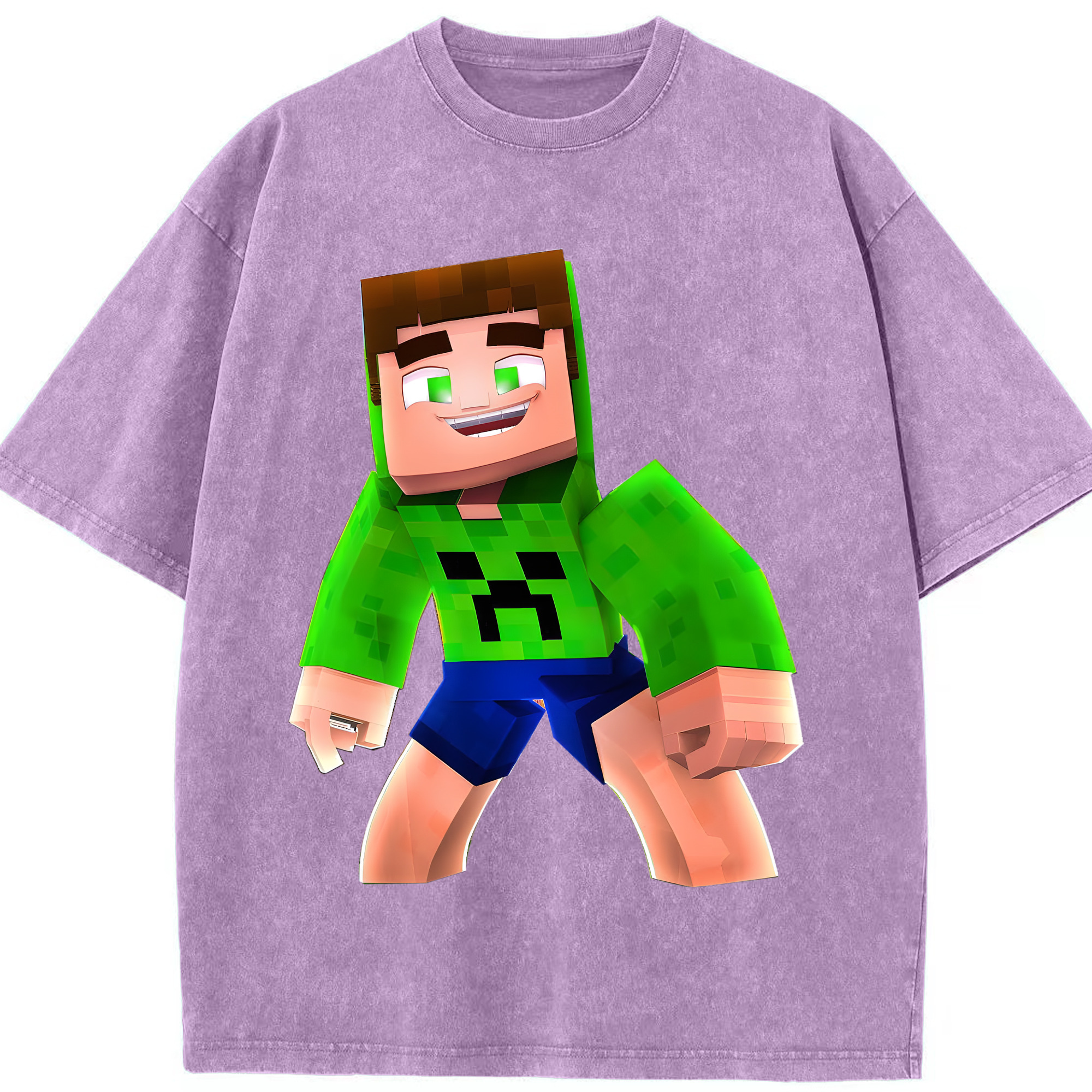 （画像用） マインクラフト ブロックの世界 Minecraft MC Block world 綿100% ヴィンテージ風 半袖Tシャツ（フロントプリント）
