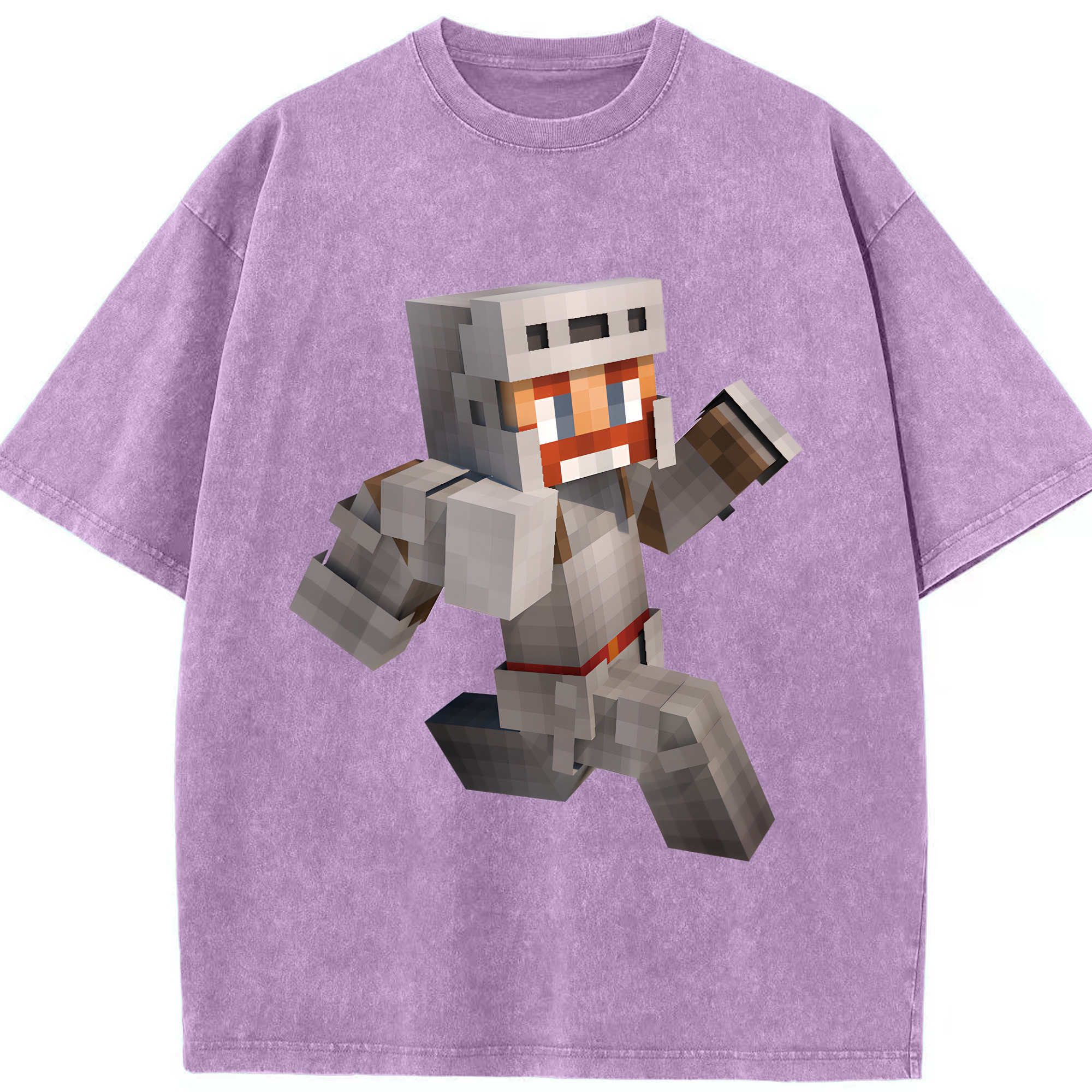 （画像用） マインクラフト ブロックの世界 Minecraft MC Block world 綿100% ヴィンテージ風 半袖Tシャツ（フロントプリント）
